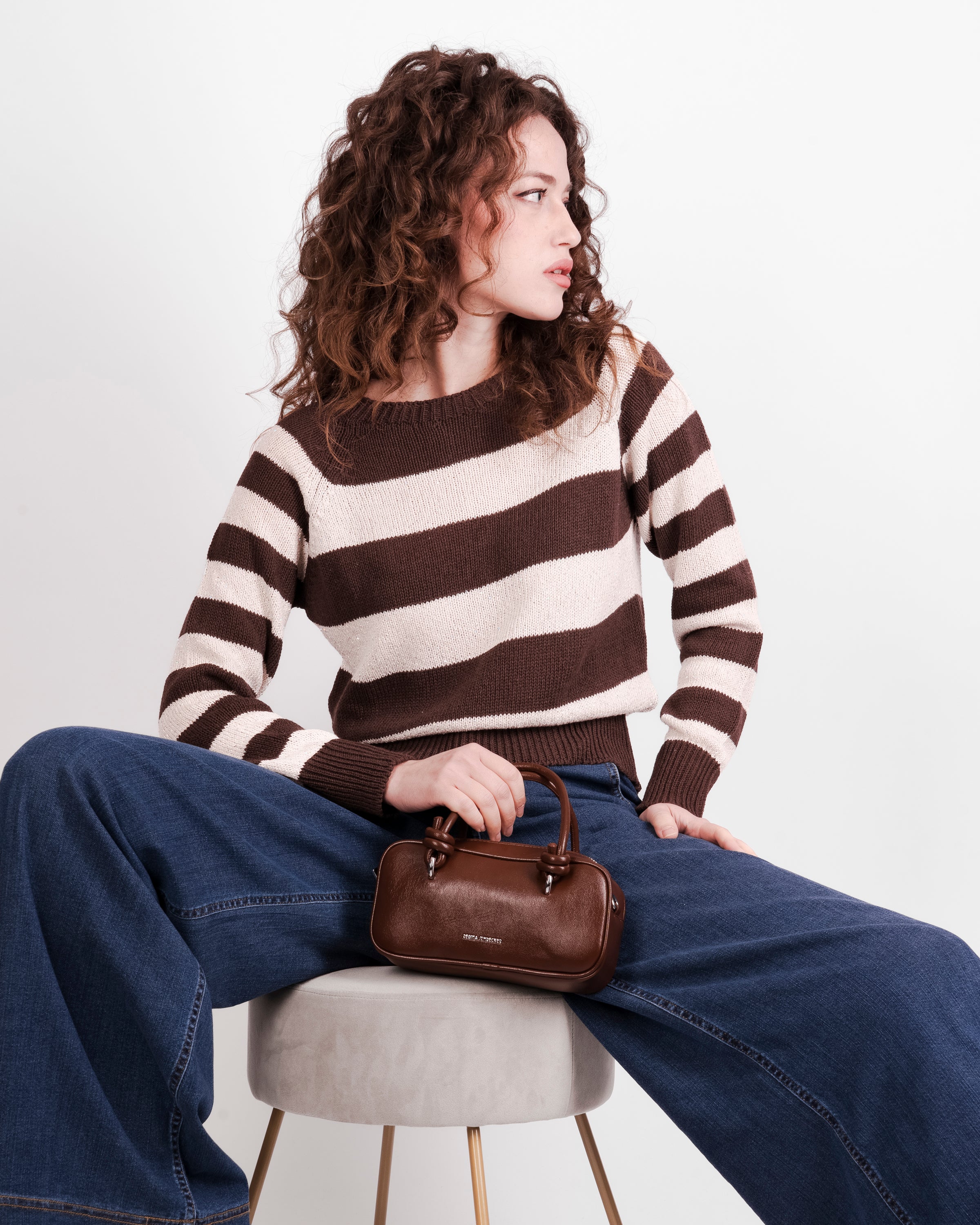 Girocollo rigato con filo paillettes 16051