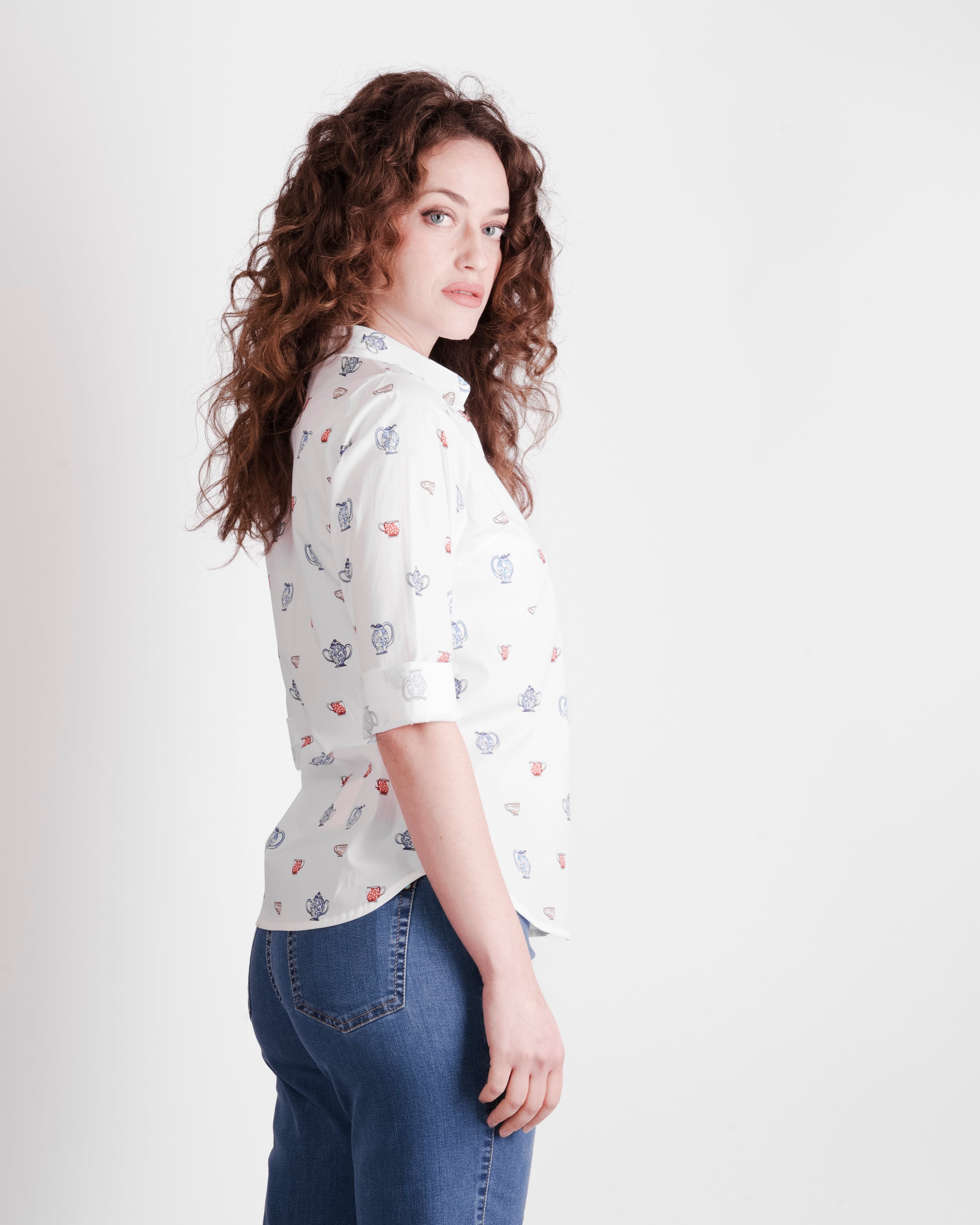 Camicia in cotone fantasia tazzine 26-43