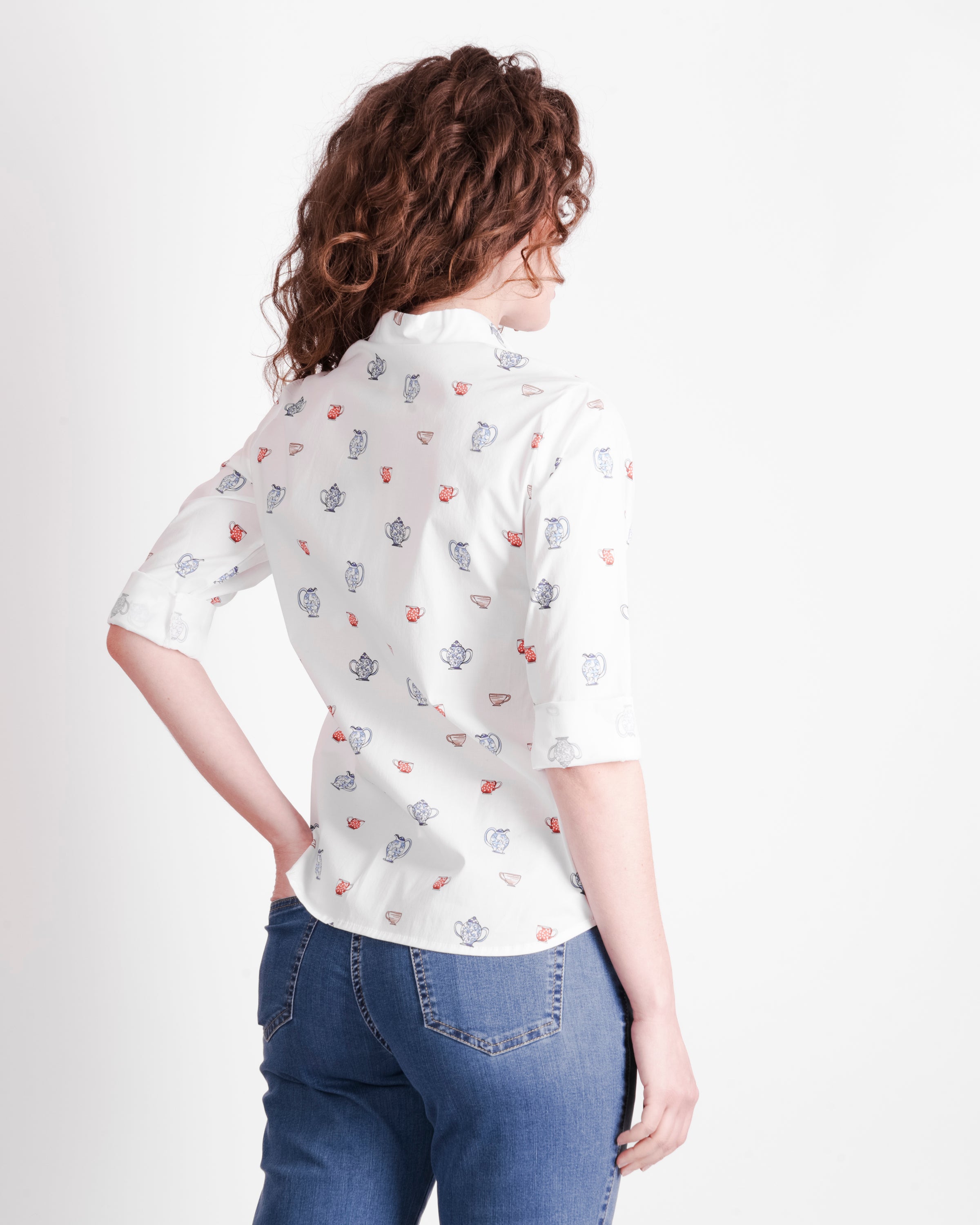Camicia in cotone fantasia tazzine 26-43
