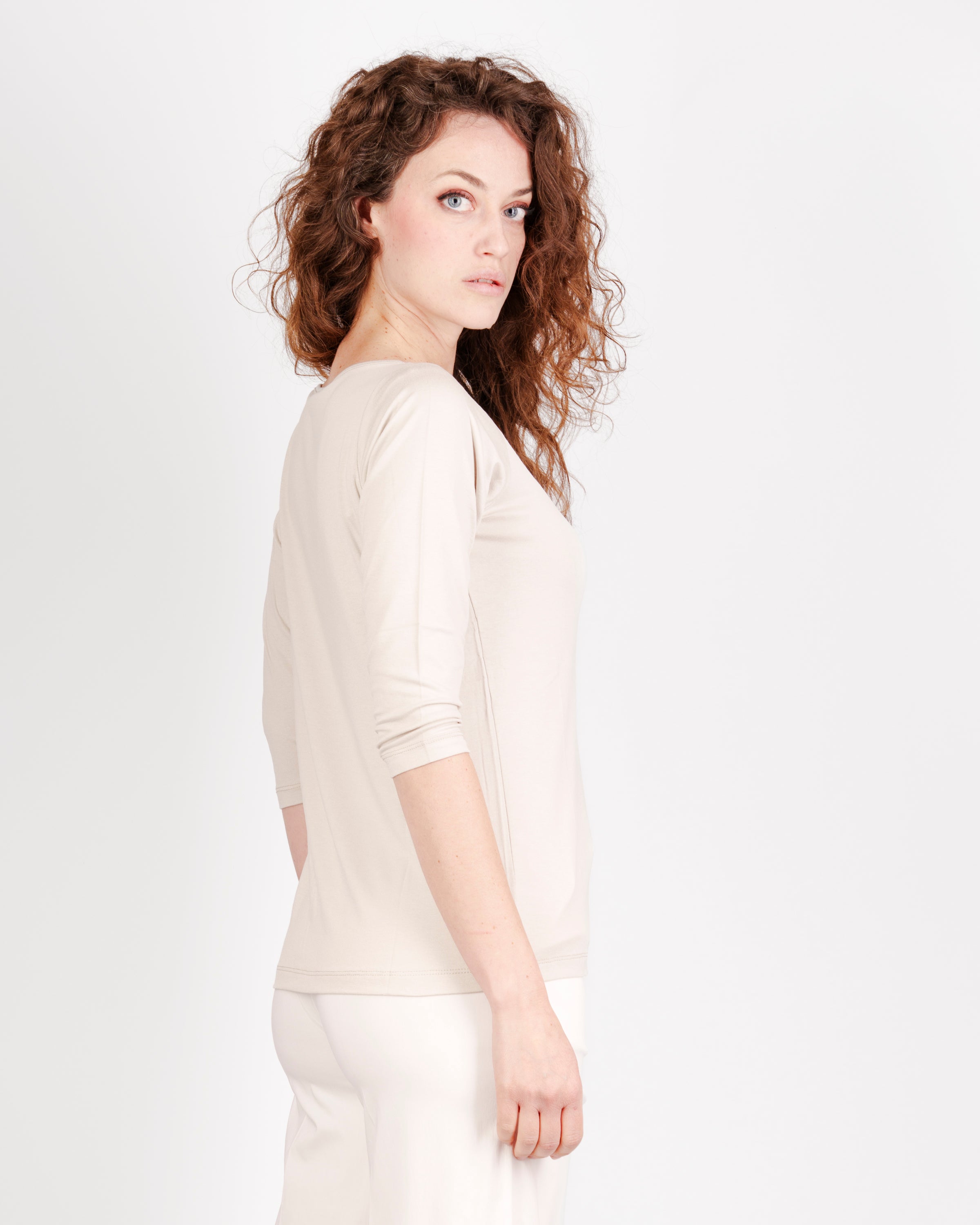 Maglia scollo barchetta viscosa BASICA 3/4