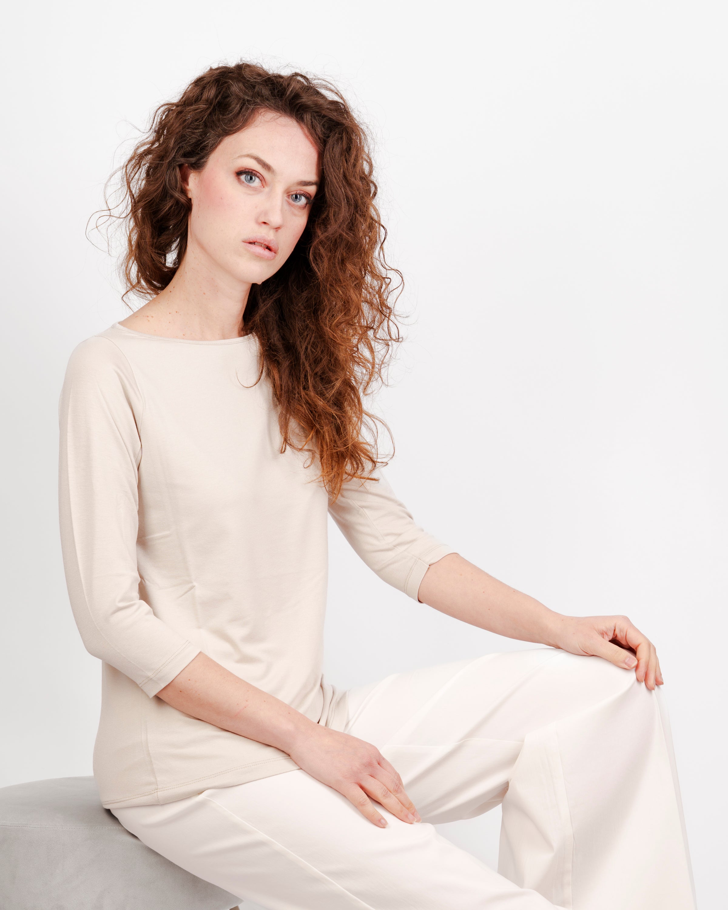 Maglia scollo barchetta viscosa BASICA 3/4