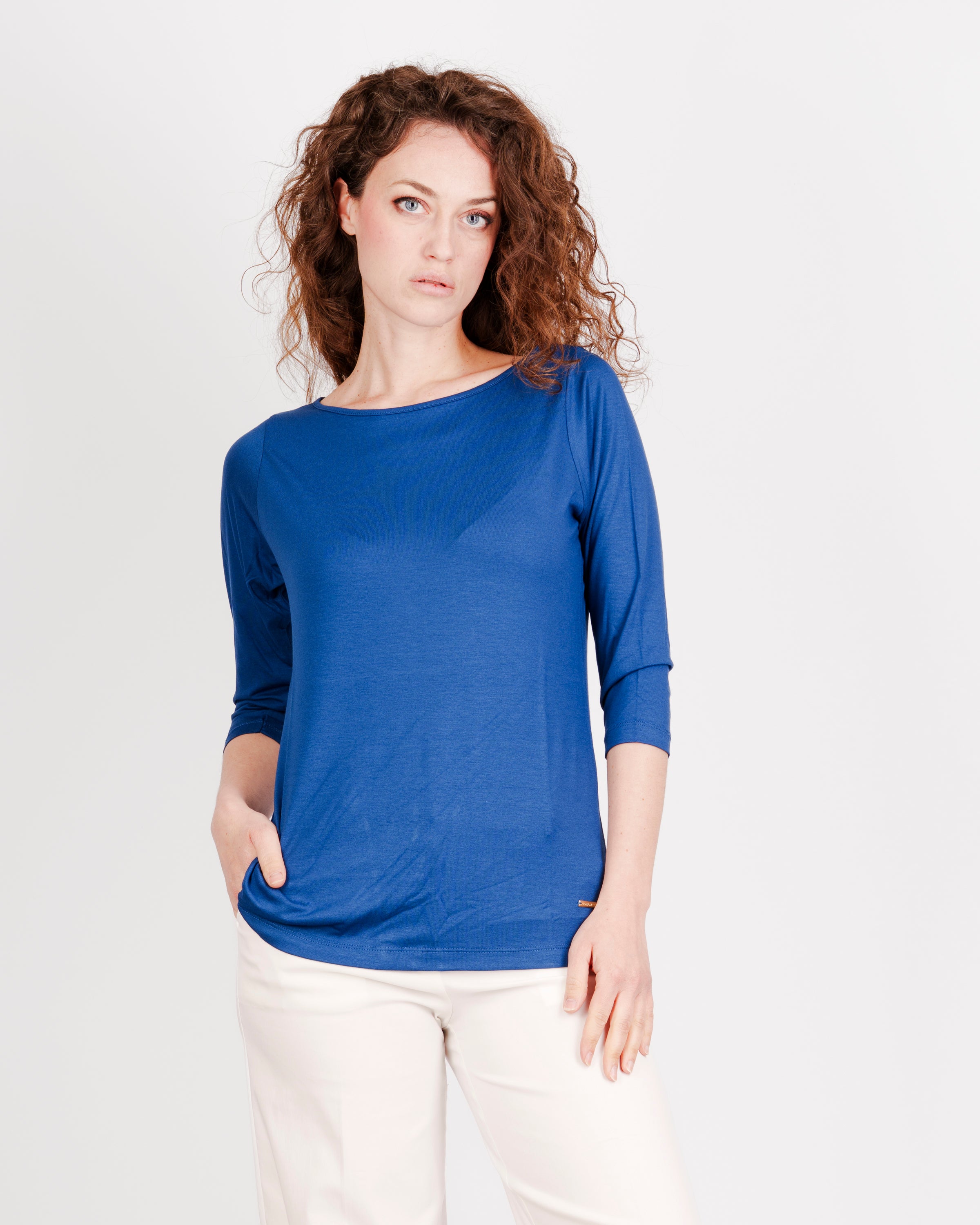 Maglia scollo barchetta viscosa BASICA 3/4