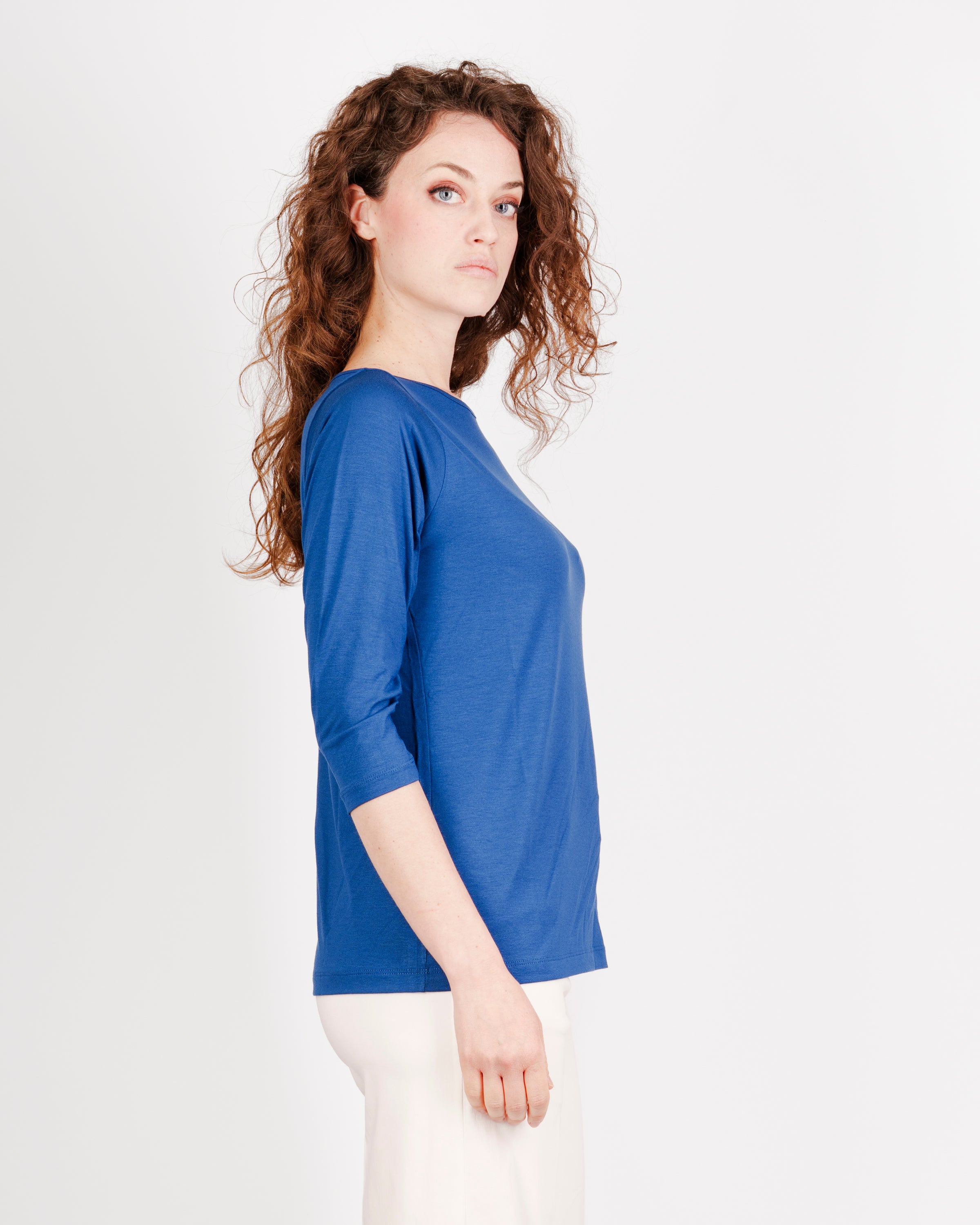 Maglia scollo barchetta viscosa BASICA 3/4