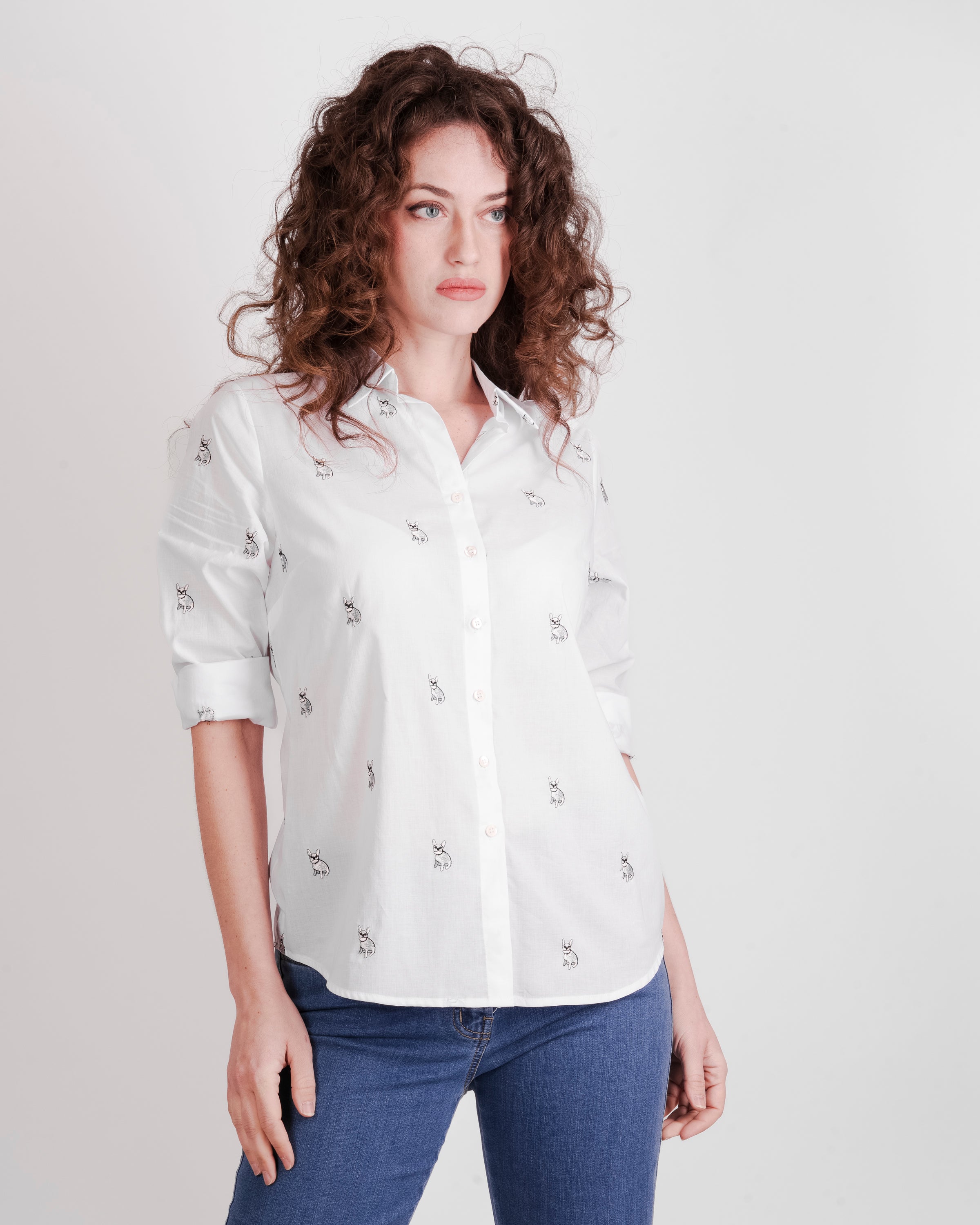 Camicia cotone ricamo cagnolini 26-64
