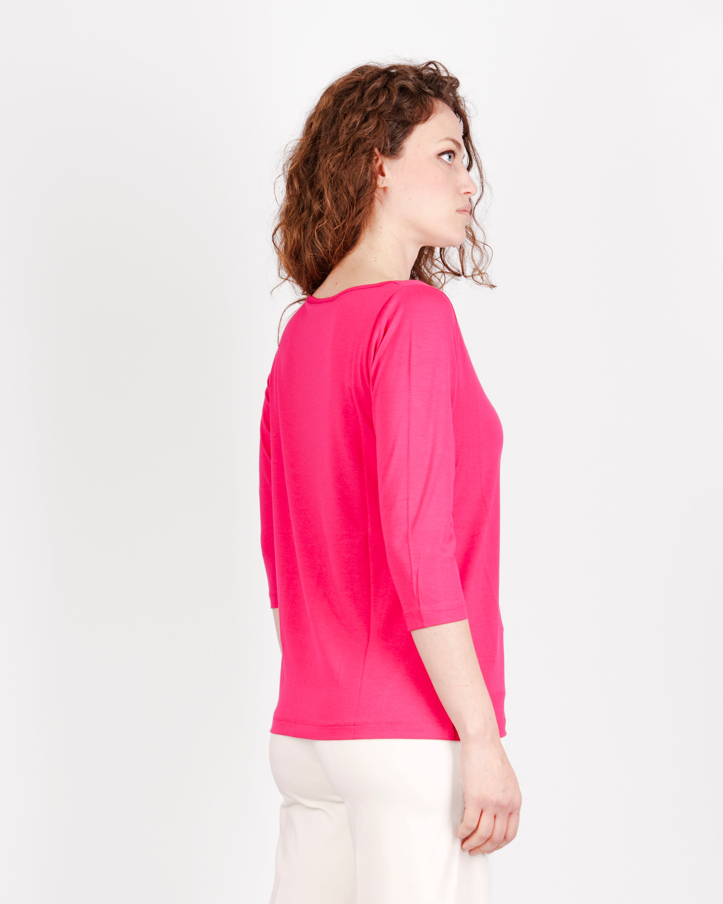 Maglia scollo barchetta viscosa BASICA 3/4