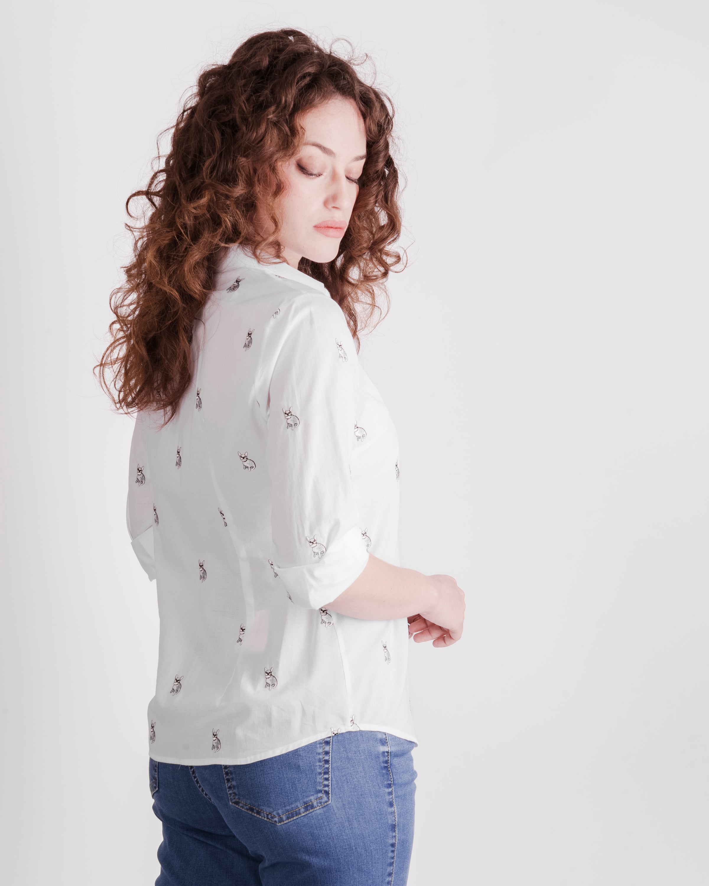 Camicia cotone ricamo cagnolini 26-64