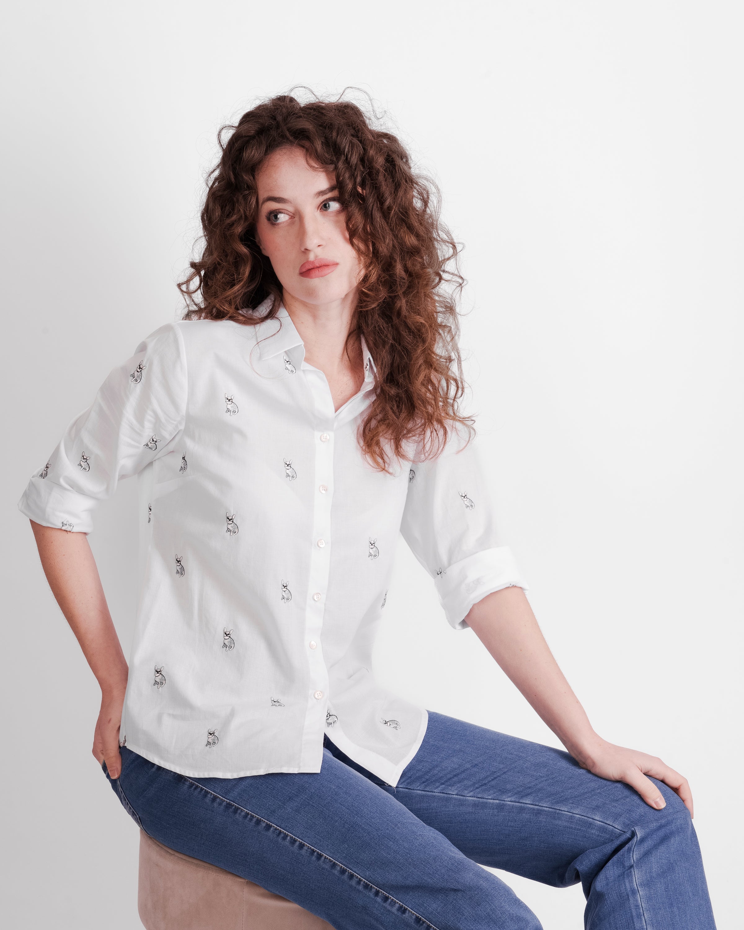 Camicia cotone ricamo cagnolini 26-64