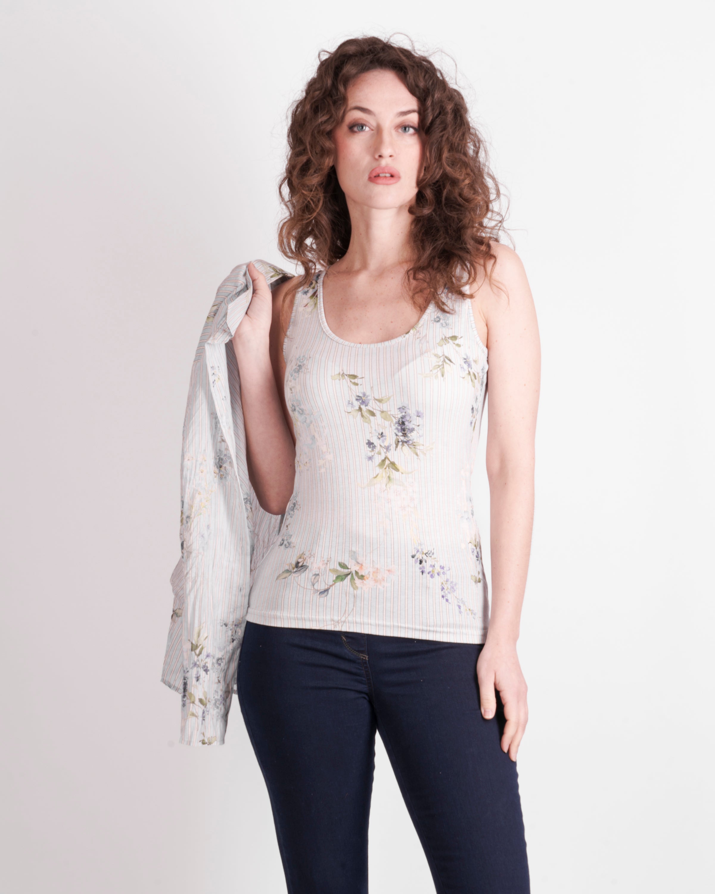 Camicia cotone con Top stessa fantasia 26-145
