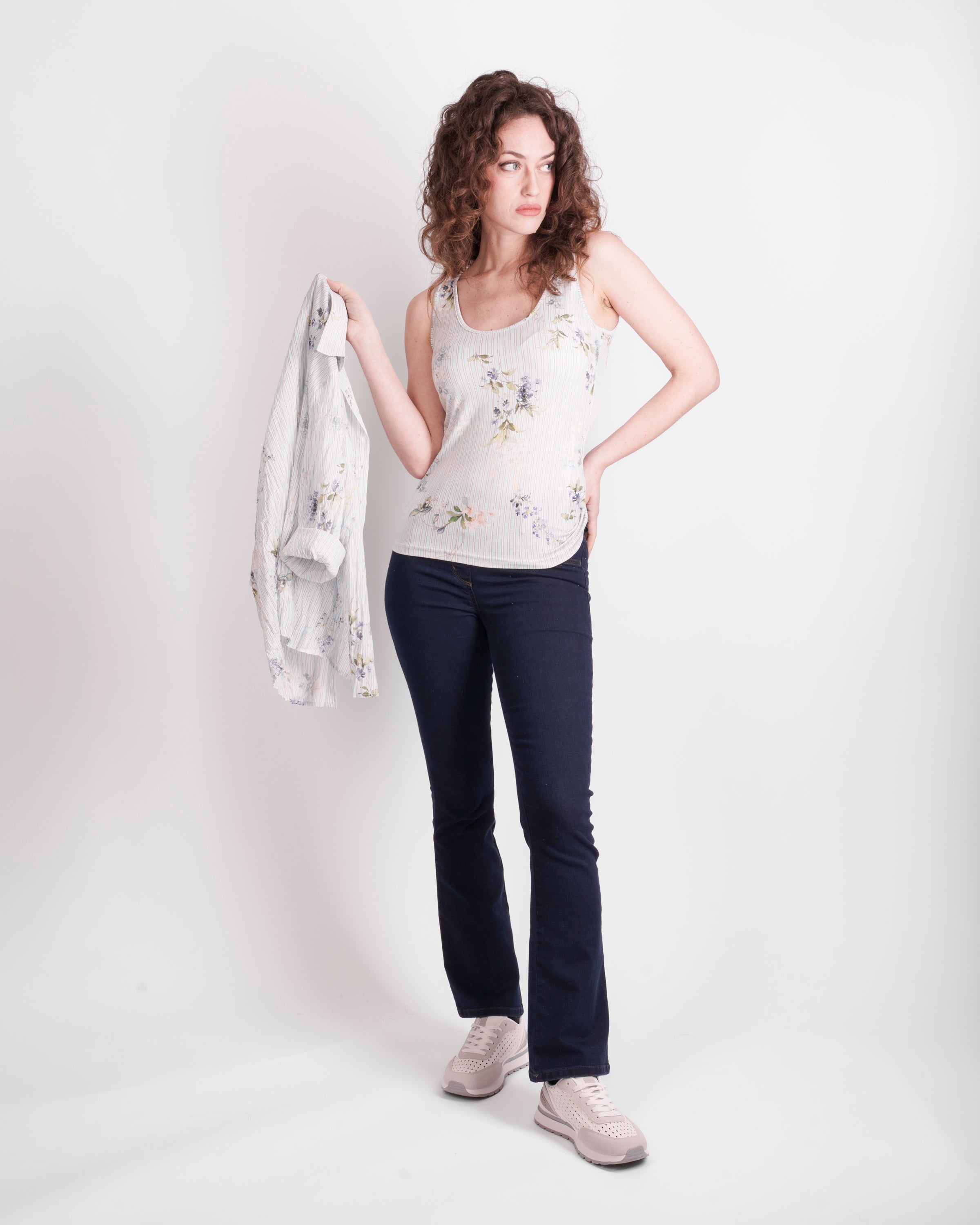 Camicia cotone con Top stessa fantasia 26-145