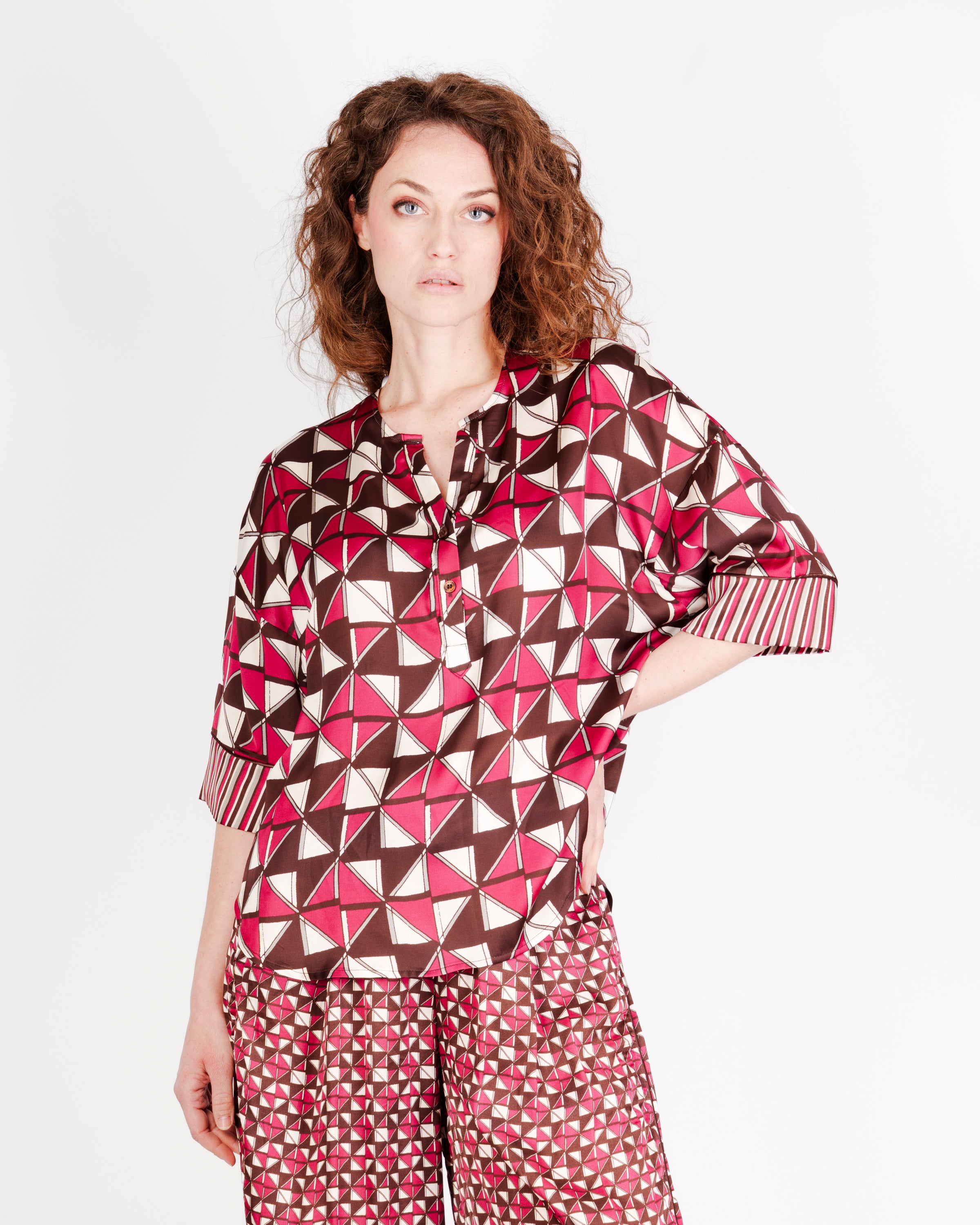 Blusa a coreana Edas stampa rombi SBERLA