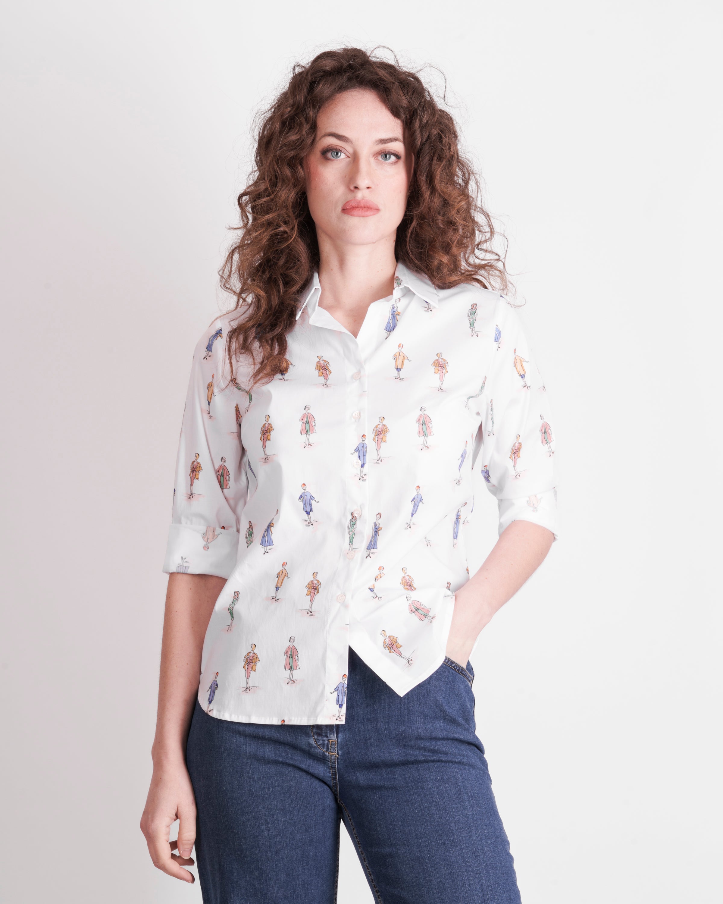 Camicia in cotone fantasia donne