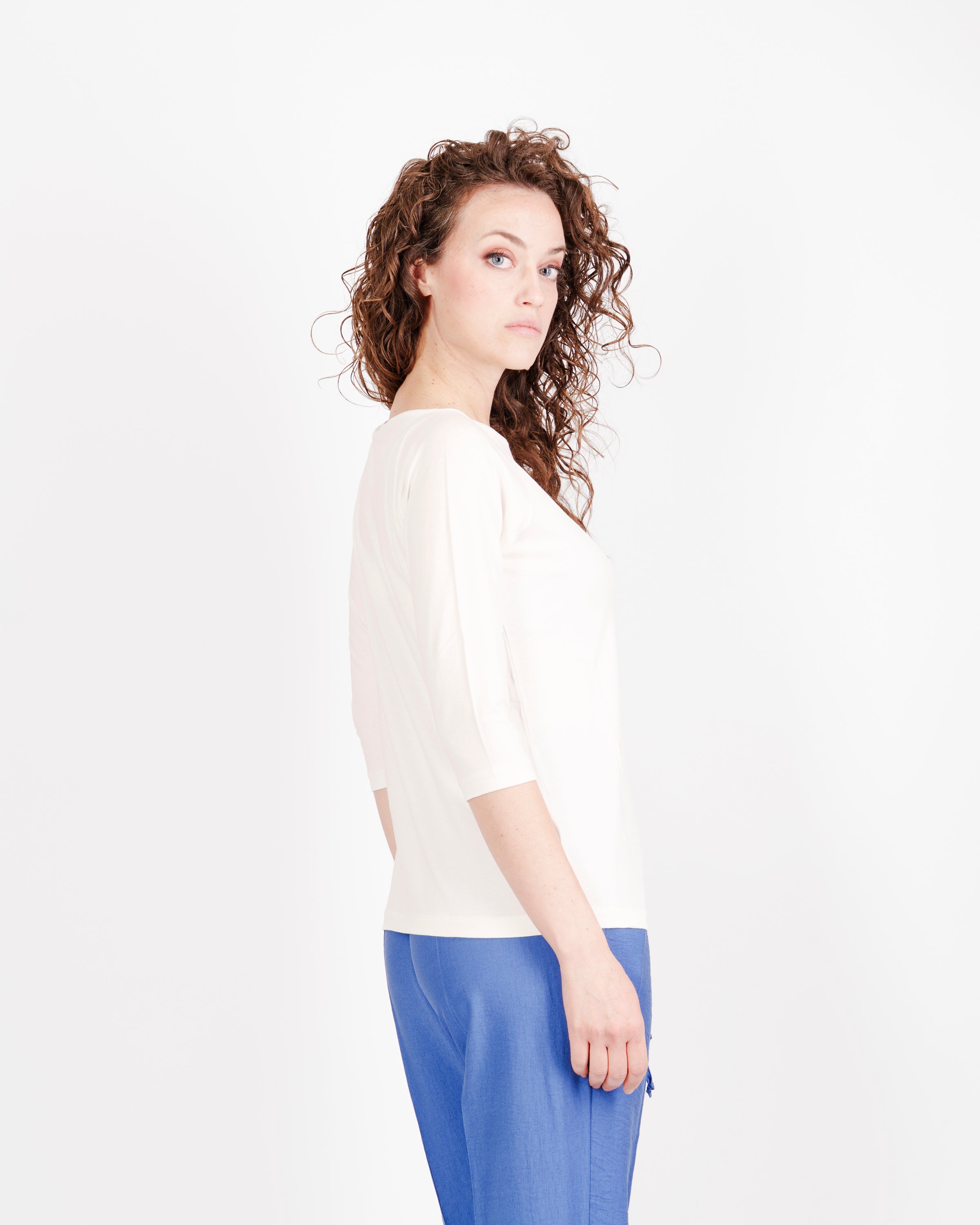 Maglia scollo barchetta viscosa BASICA 3/4