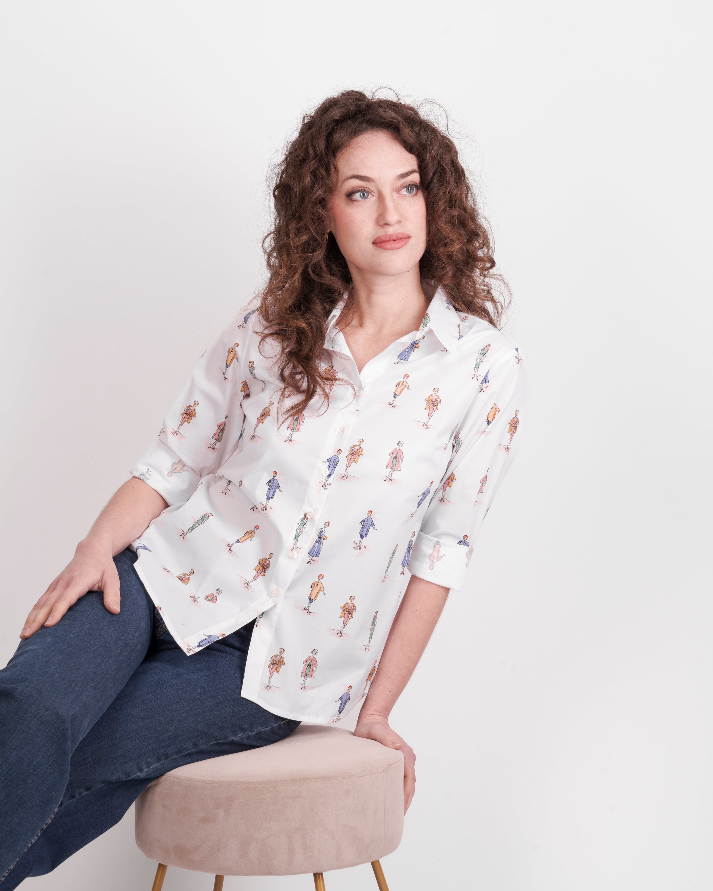 Camicia in cotone fantasia donne