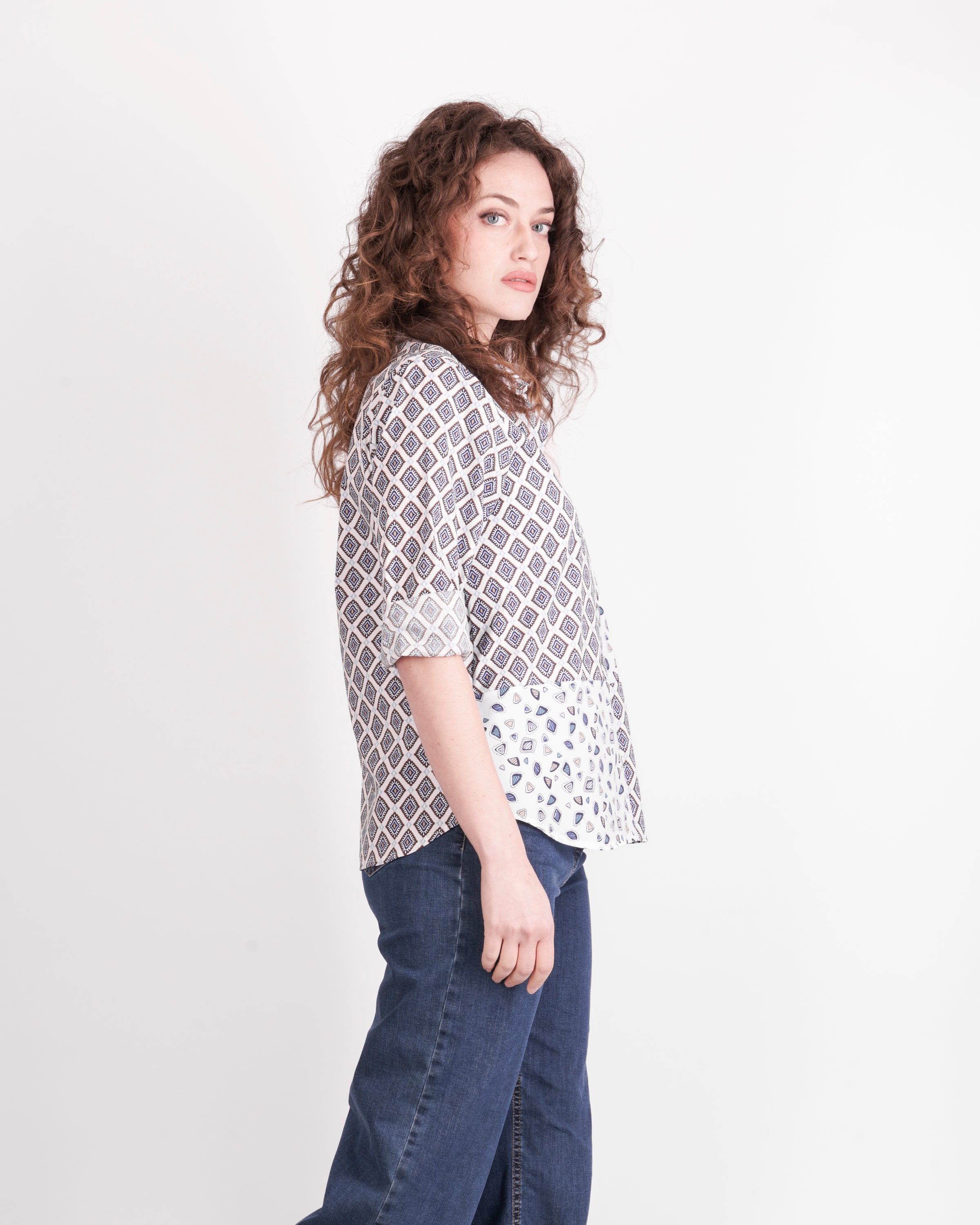 Camicia in cotone fantasia patchwork 26-11C