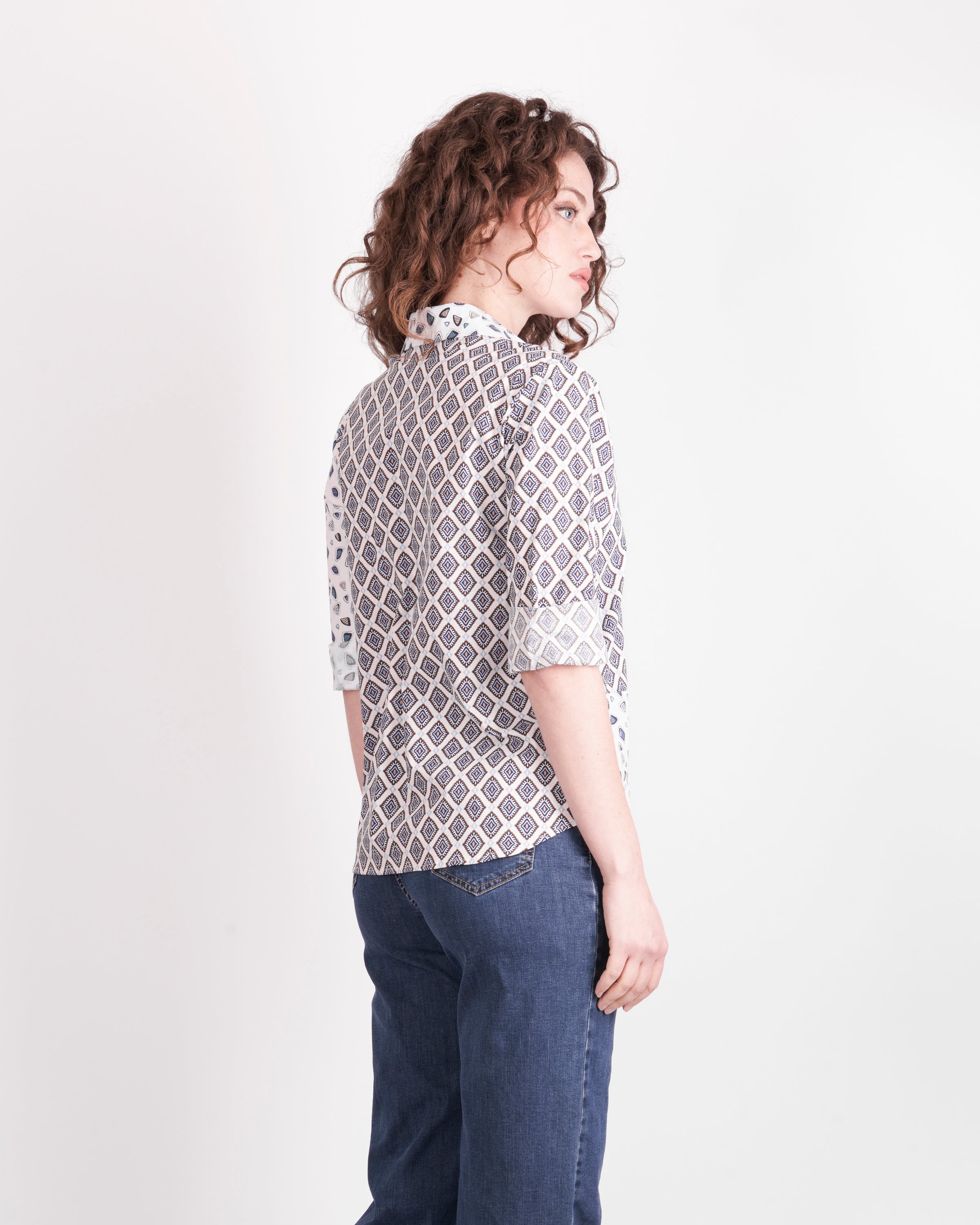 Camicia in cotone fantasia patchwork 26-11C