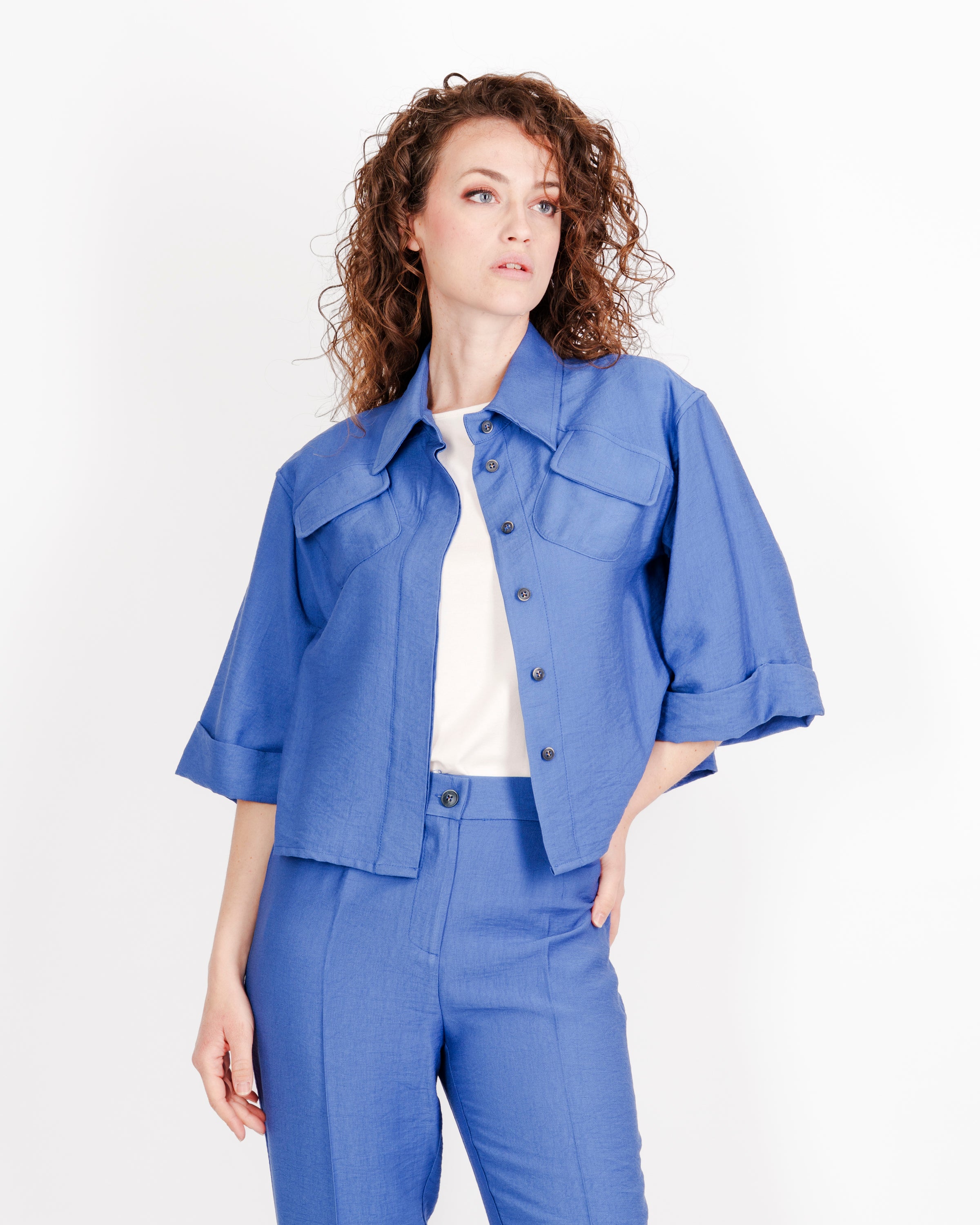 Camicia corta Edas crinkle viscosa CONTESSA