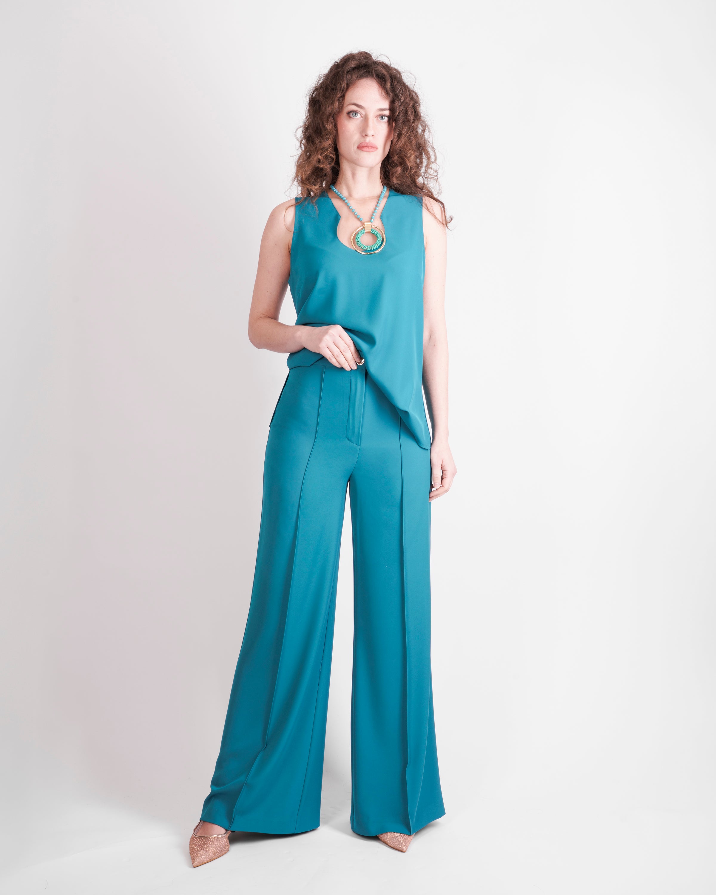 Pantalone palazzo in cadì CONFETTO