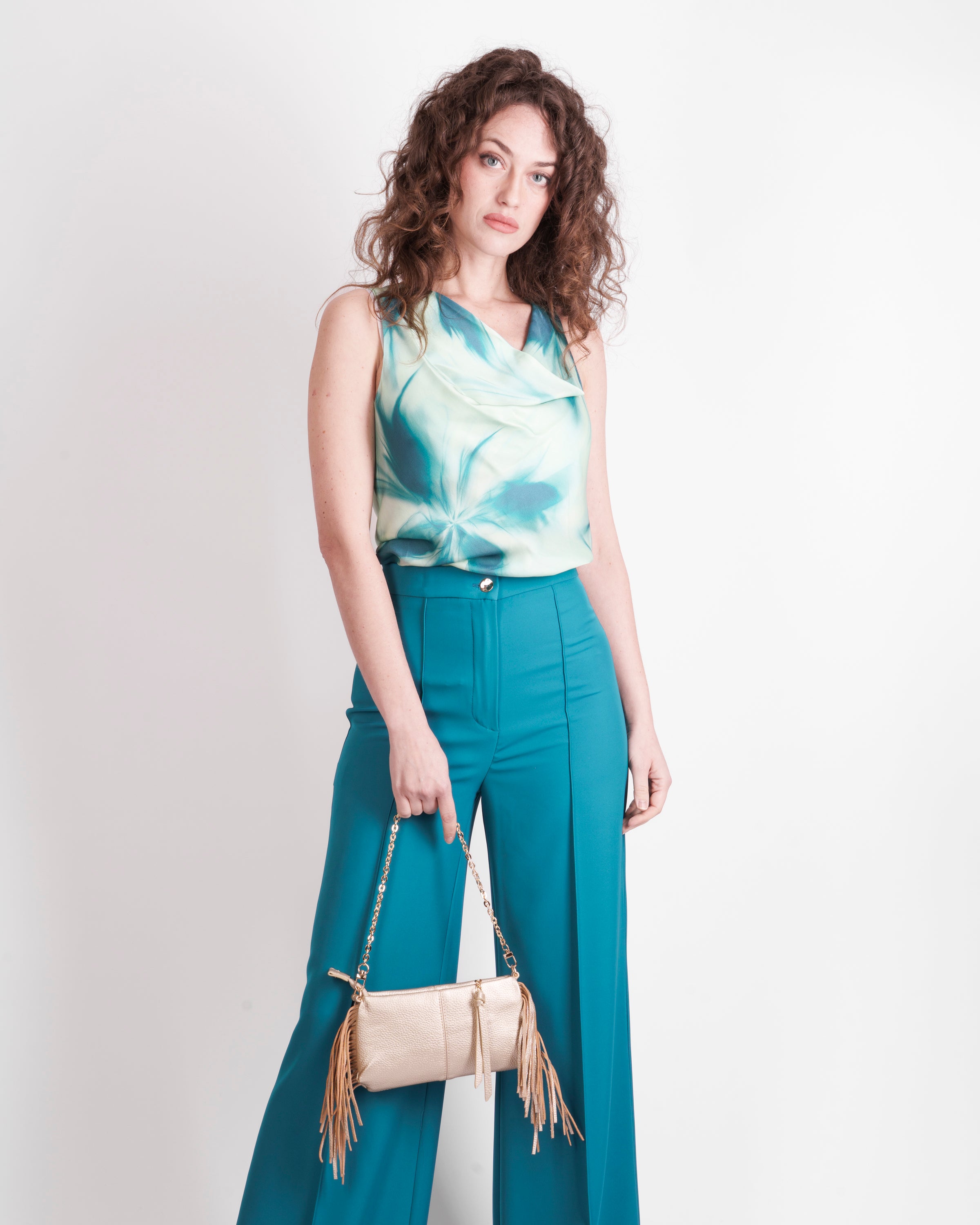 Top smanicato stampa fiore sfumato SEGESTA