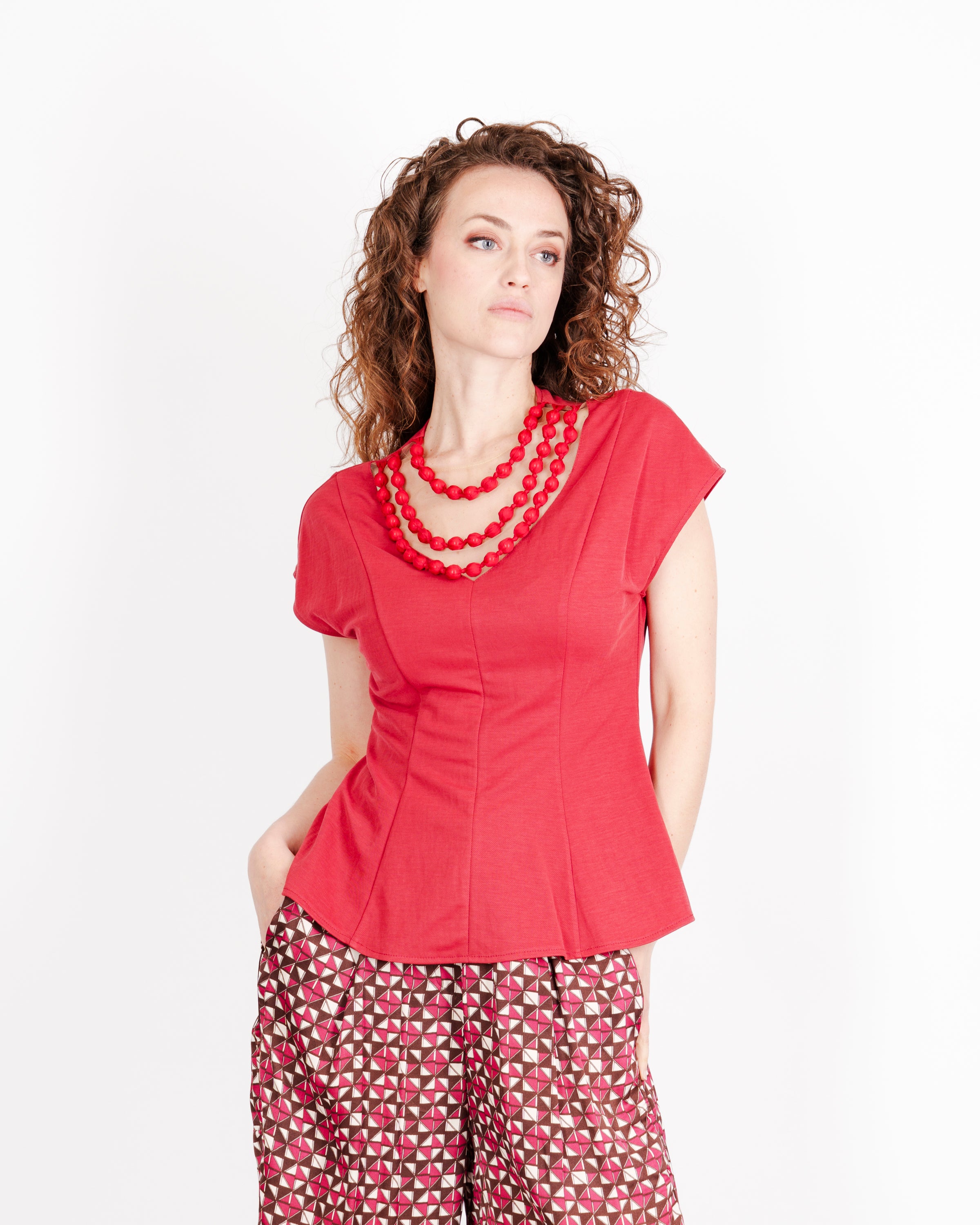 Maglia Edas con perle in tessuto JUNTO