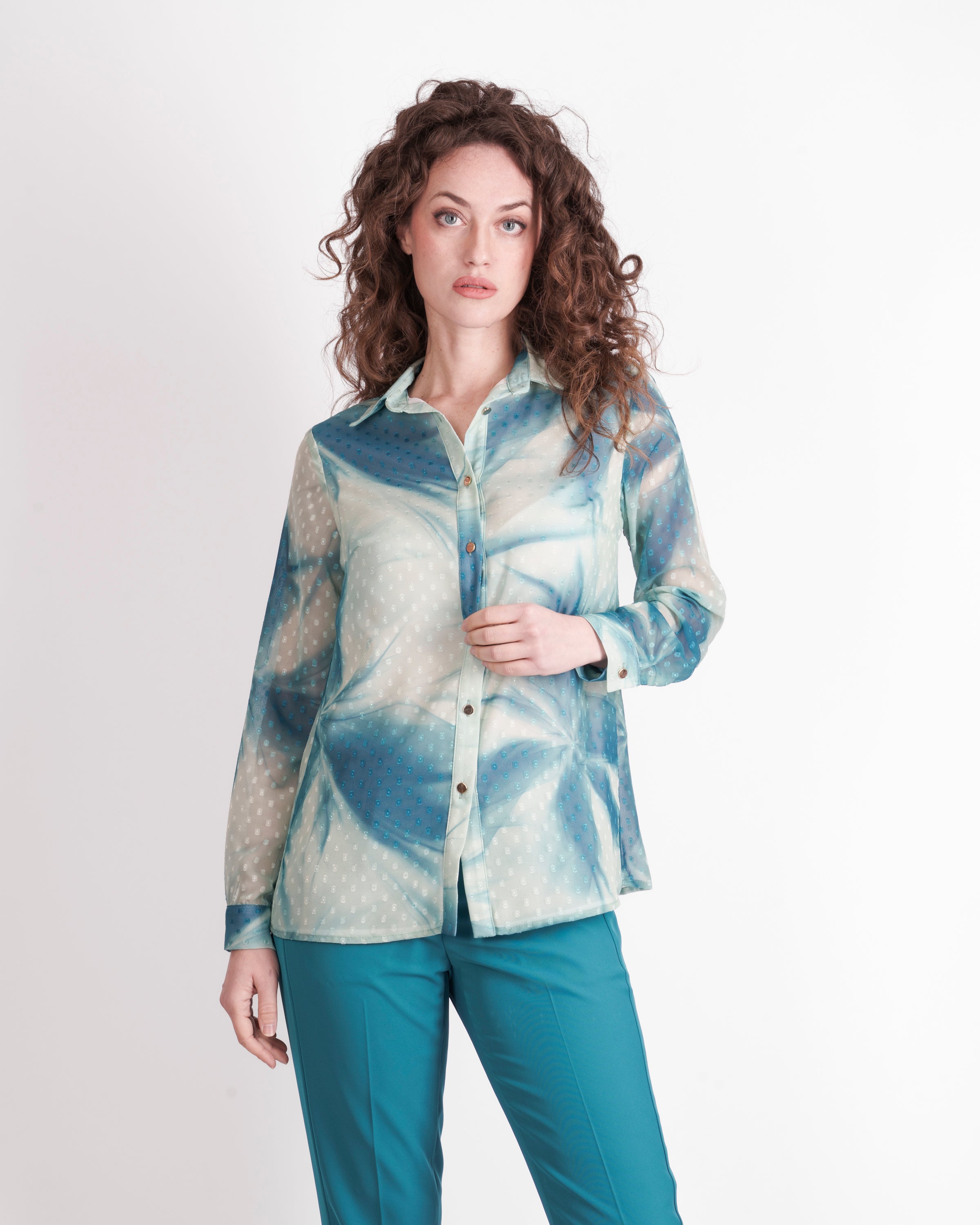 Camicia devorata fantasia fiore sfumato SCOPA