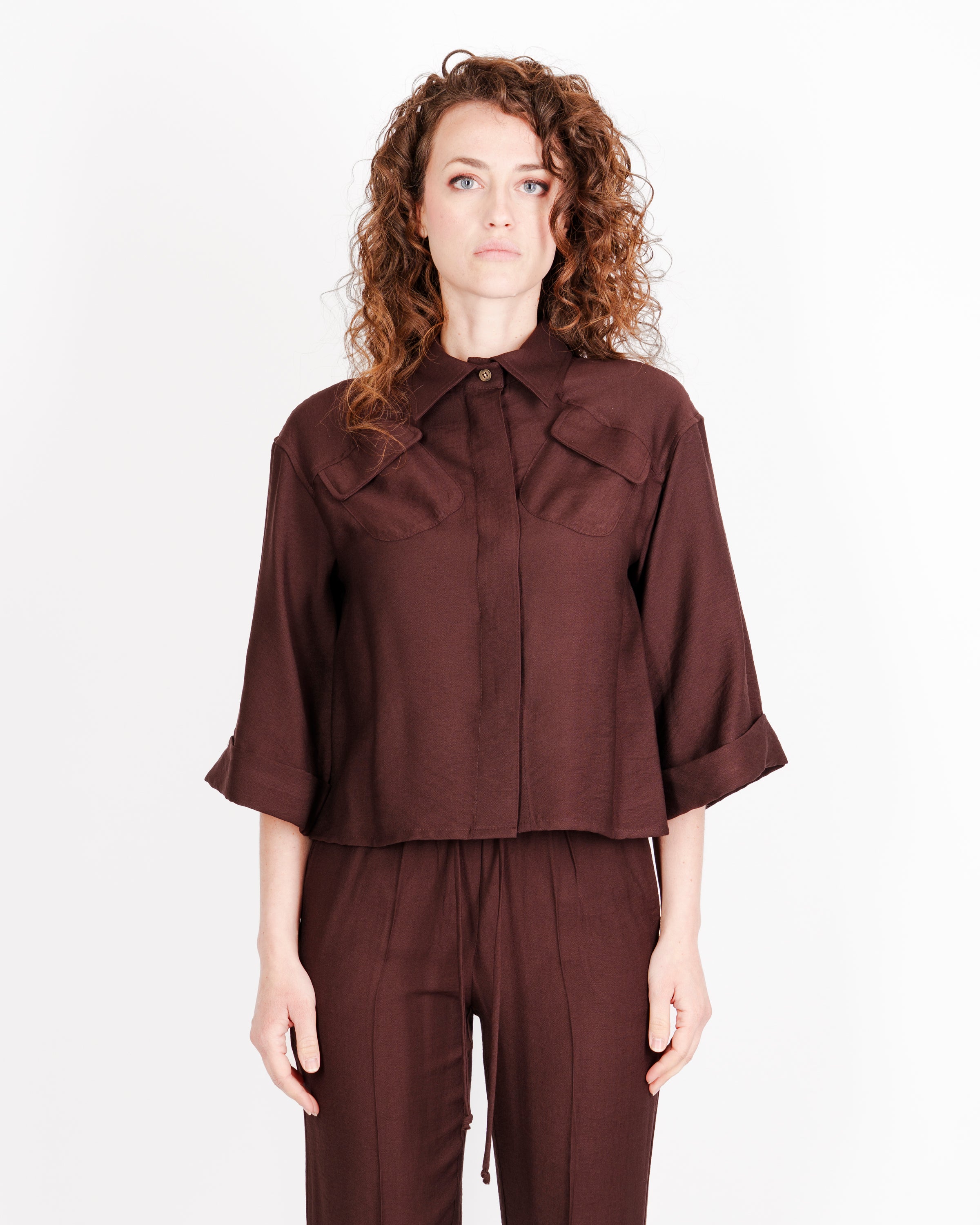 Camicia corta Edas crinkle viscosa CONTESSA