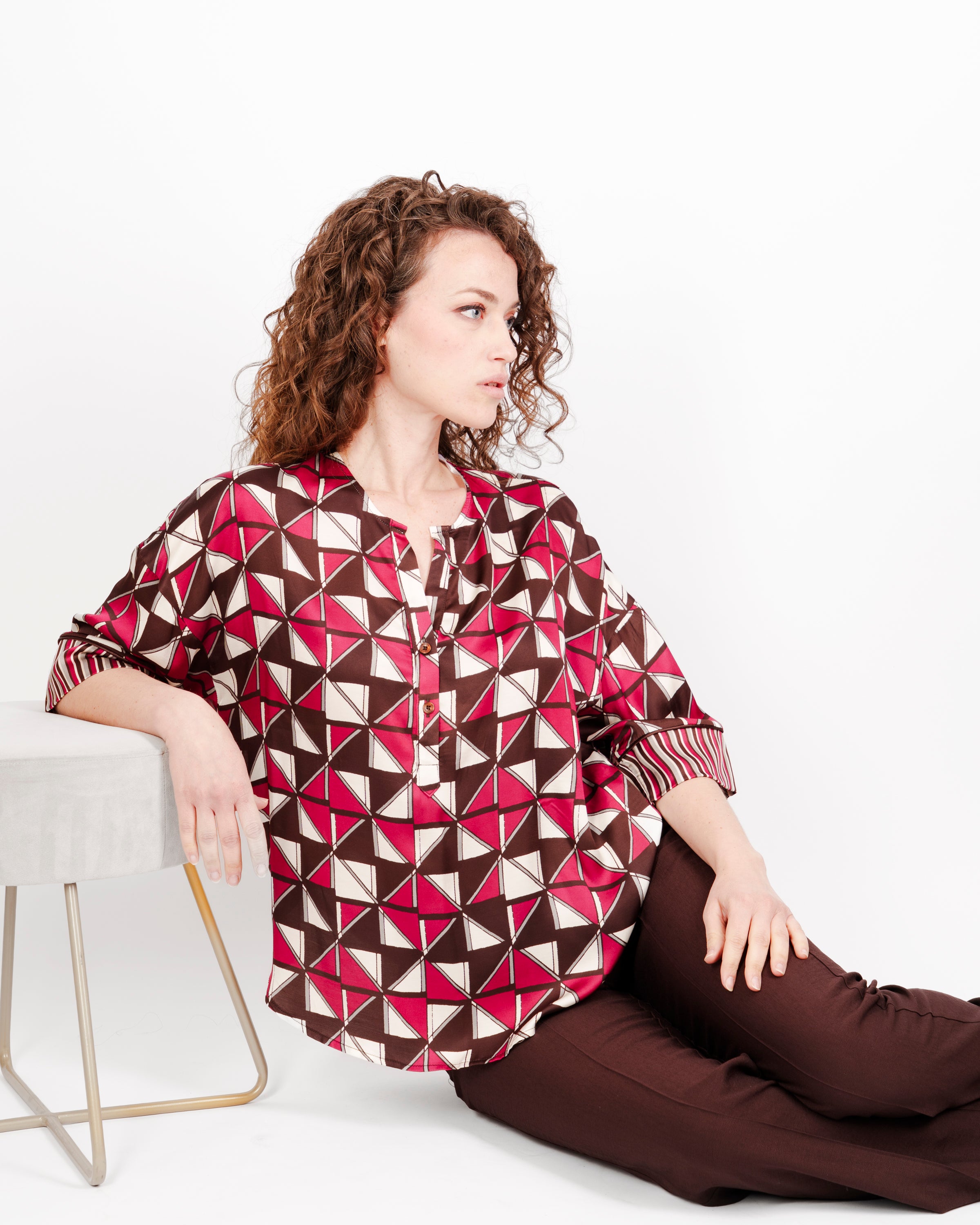 Blusa a coreana Edas stampa rombi SBERLA