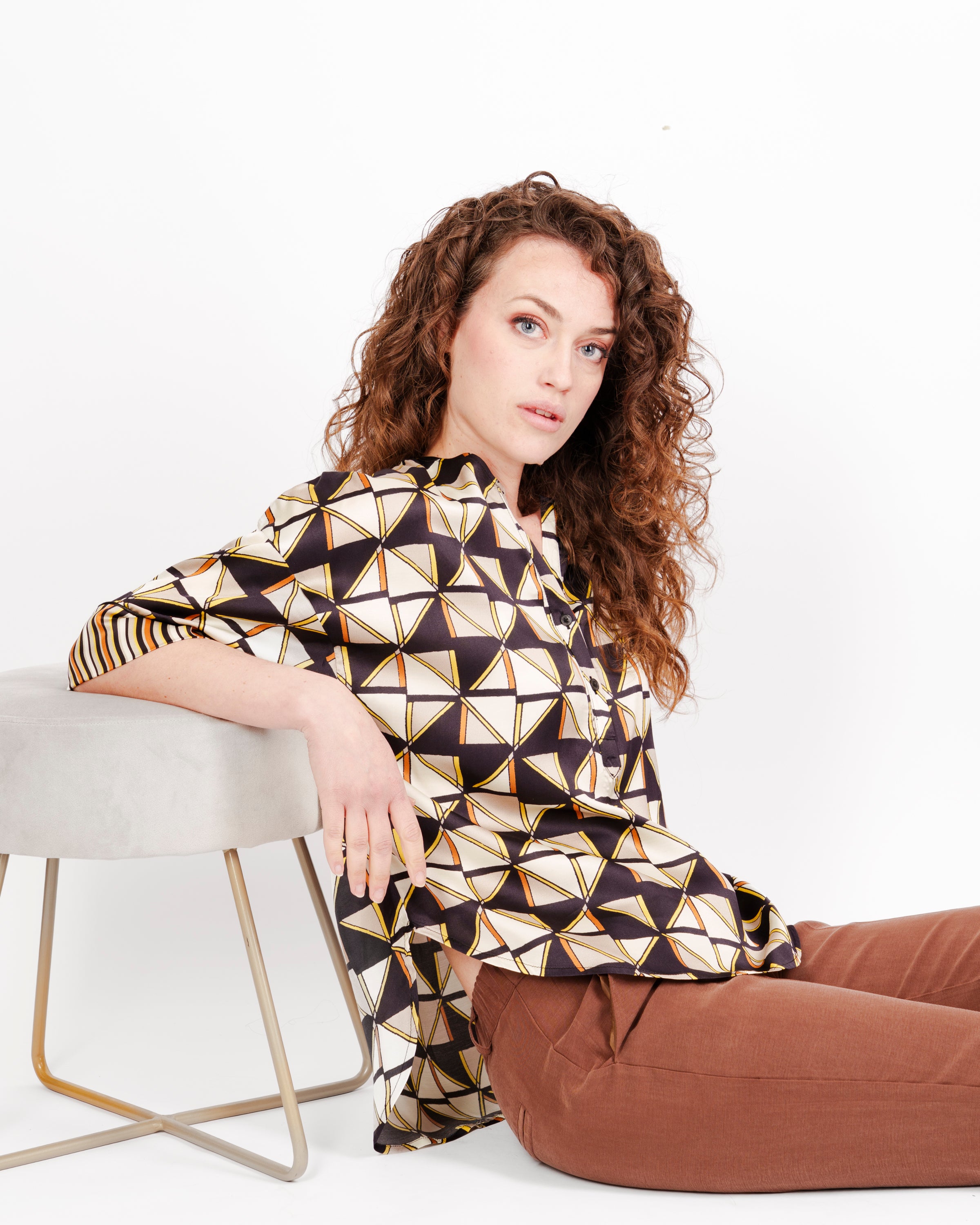 Blusa a coreana Edas stampa rombi SBERLA