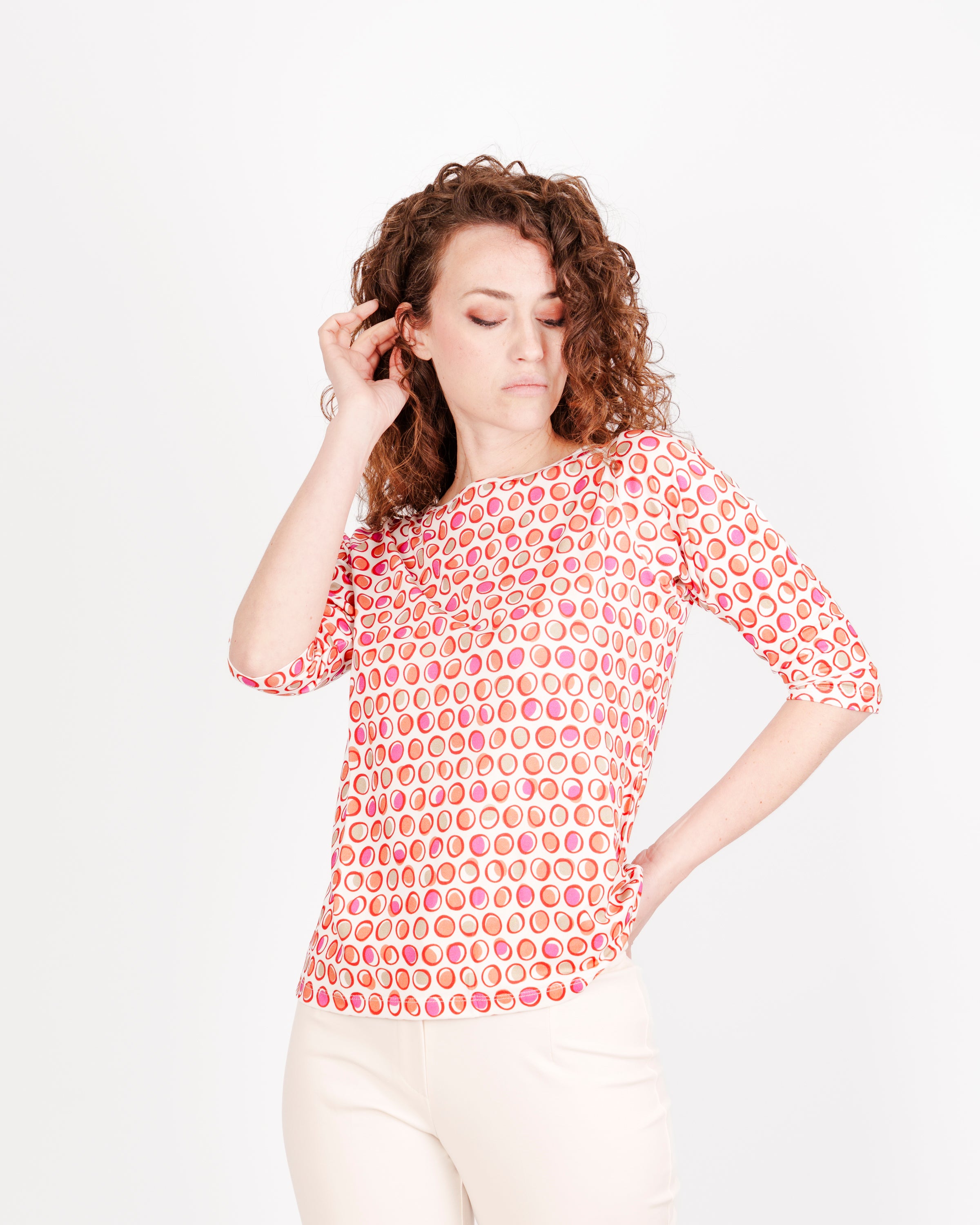 Maglia scollo barchetta 3/4 viscosa 8835