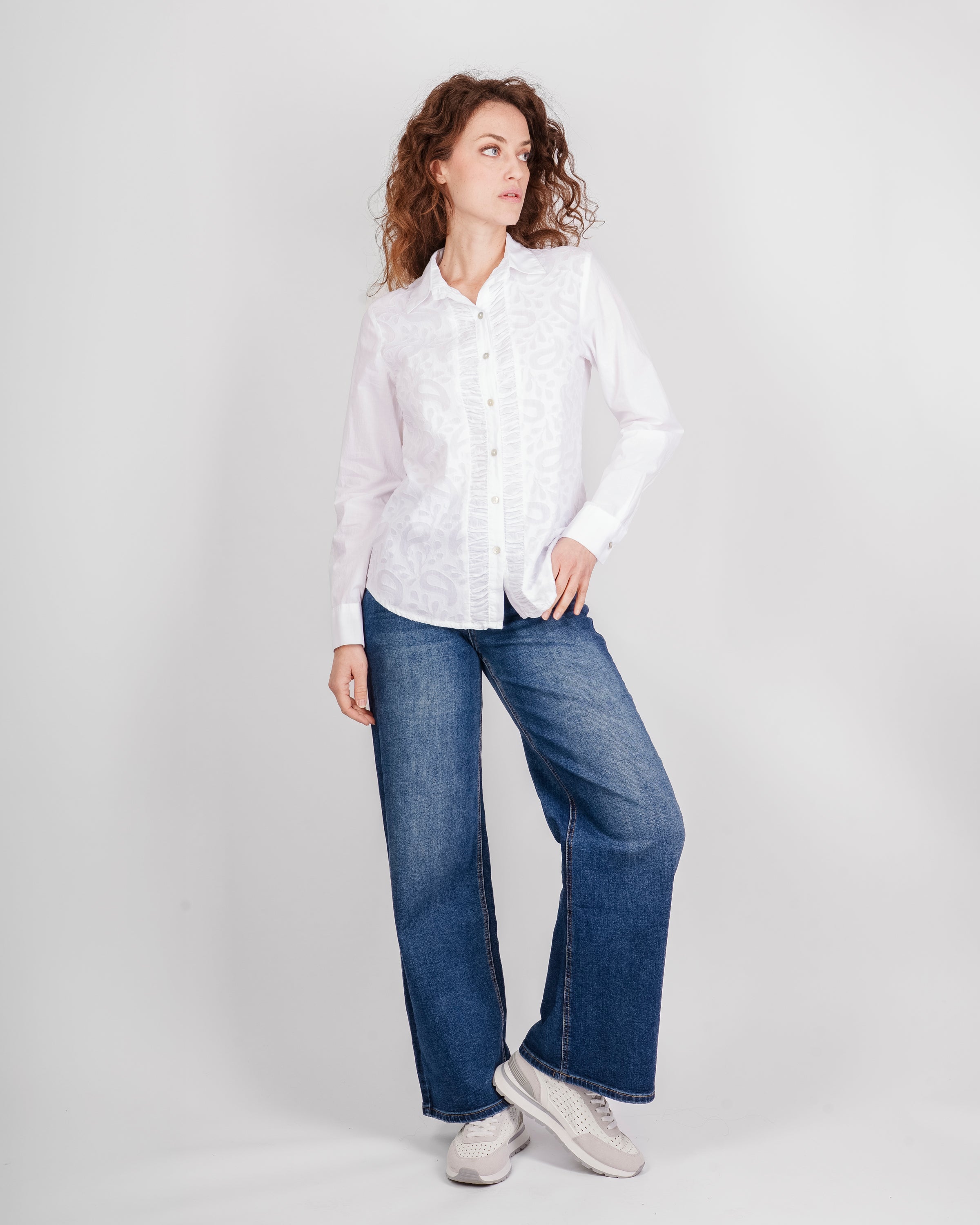 Camicia in cotone unita devorata avanti 618829