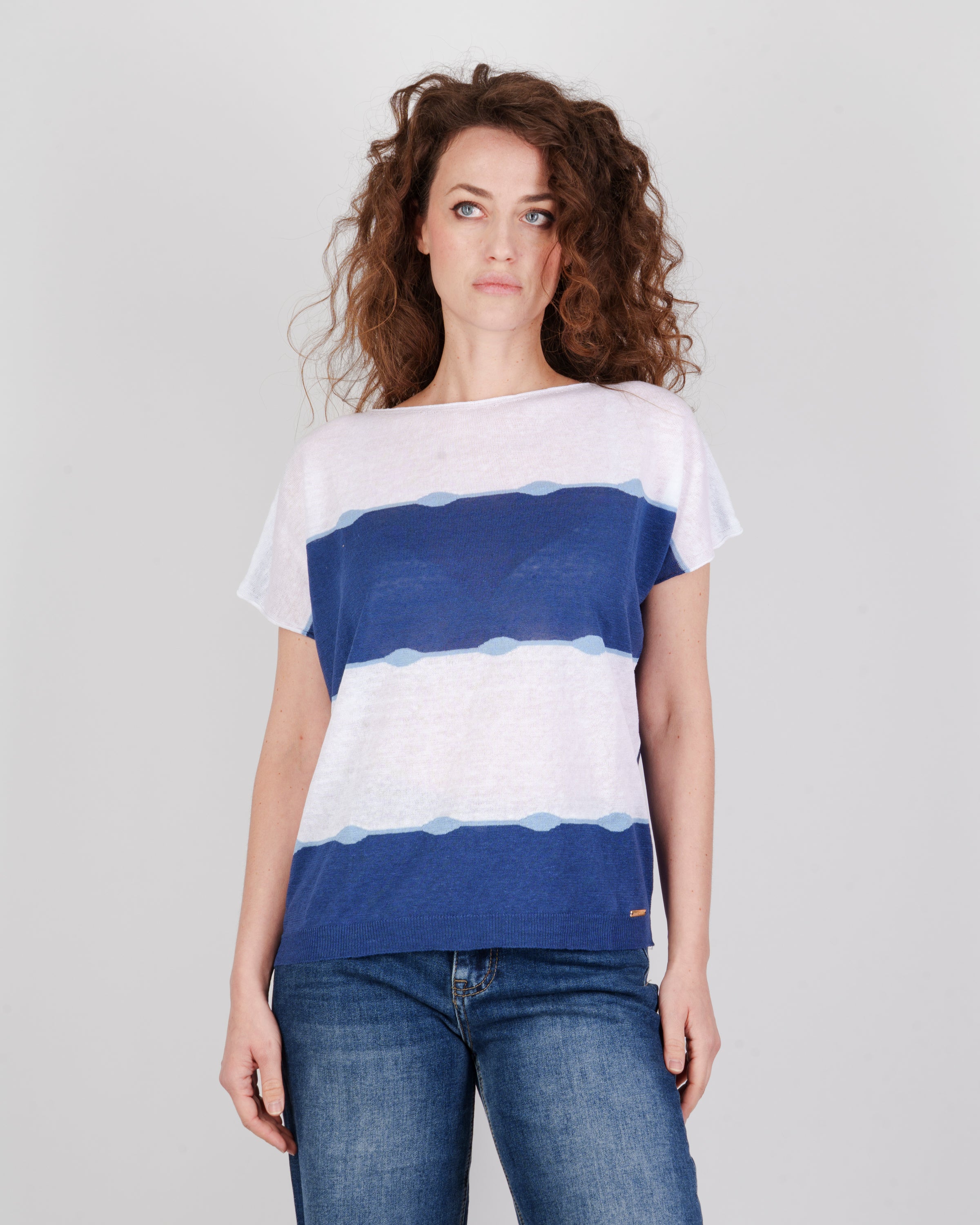 Maglia boxy righe onde 92431