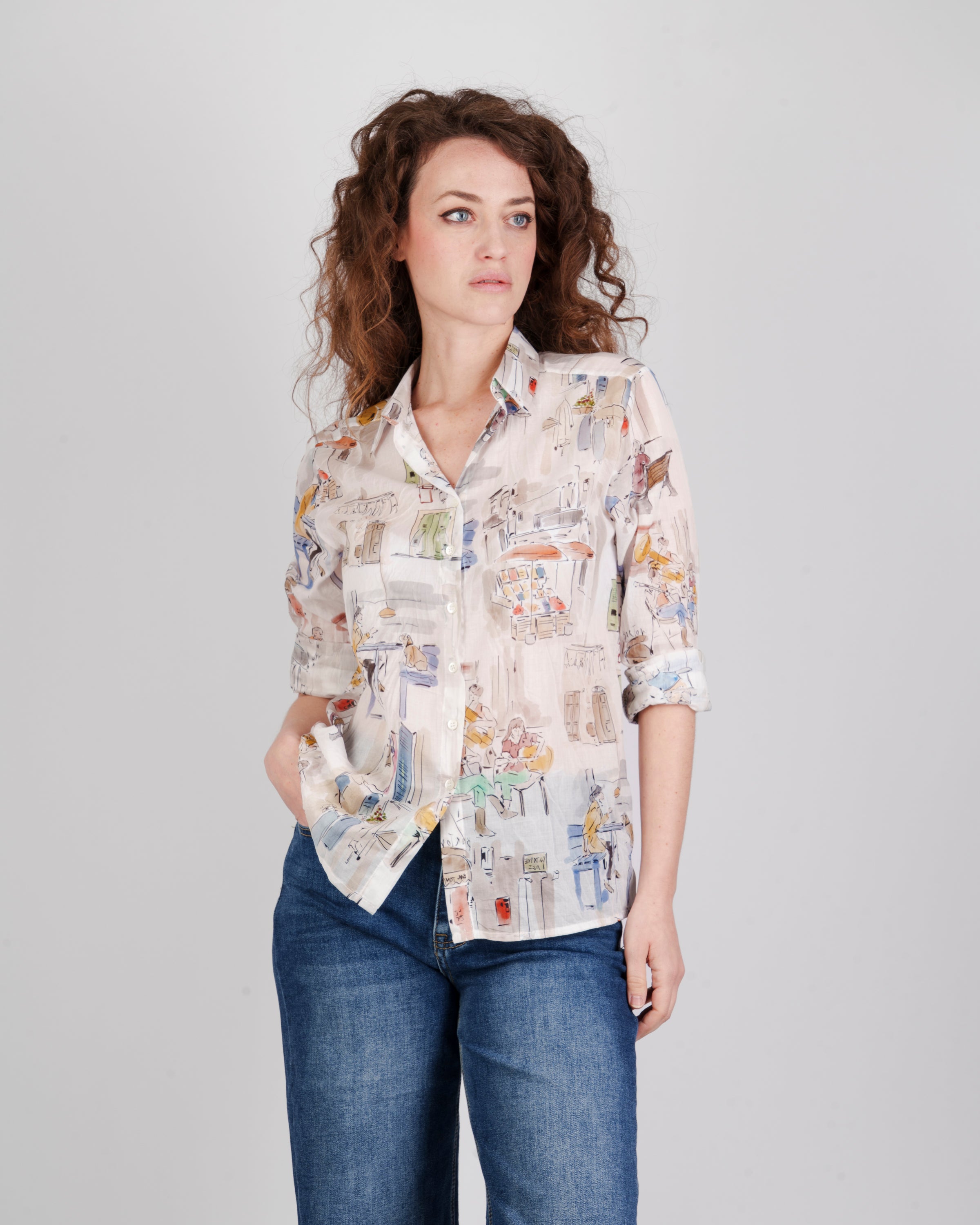 Camicia in cotone fantasia Relax 26-101
