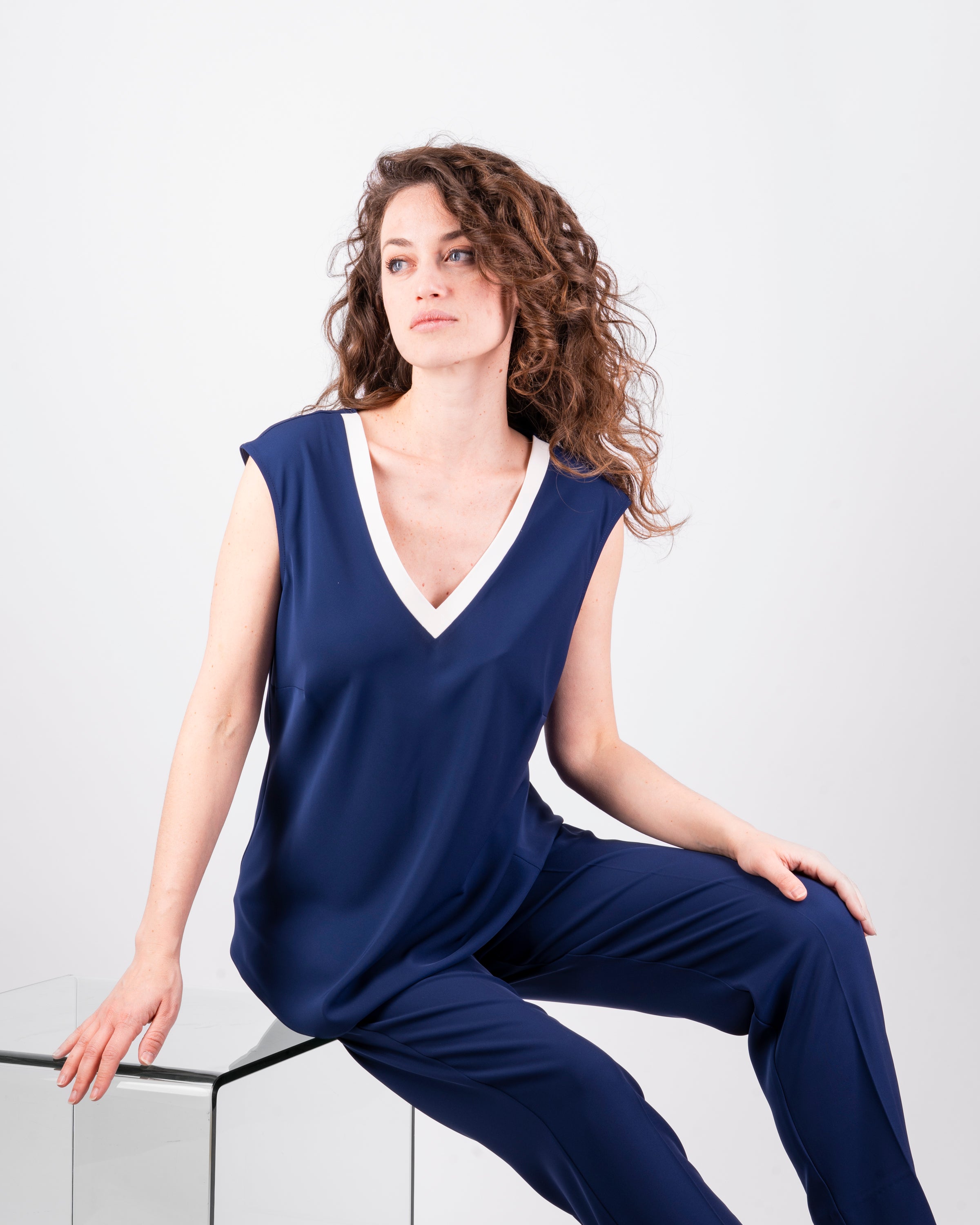 Blusa scollo a V bordi cadì CASIMIRO
