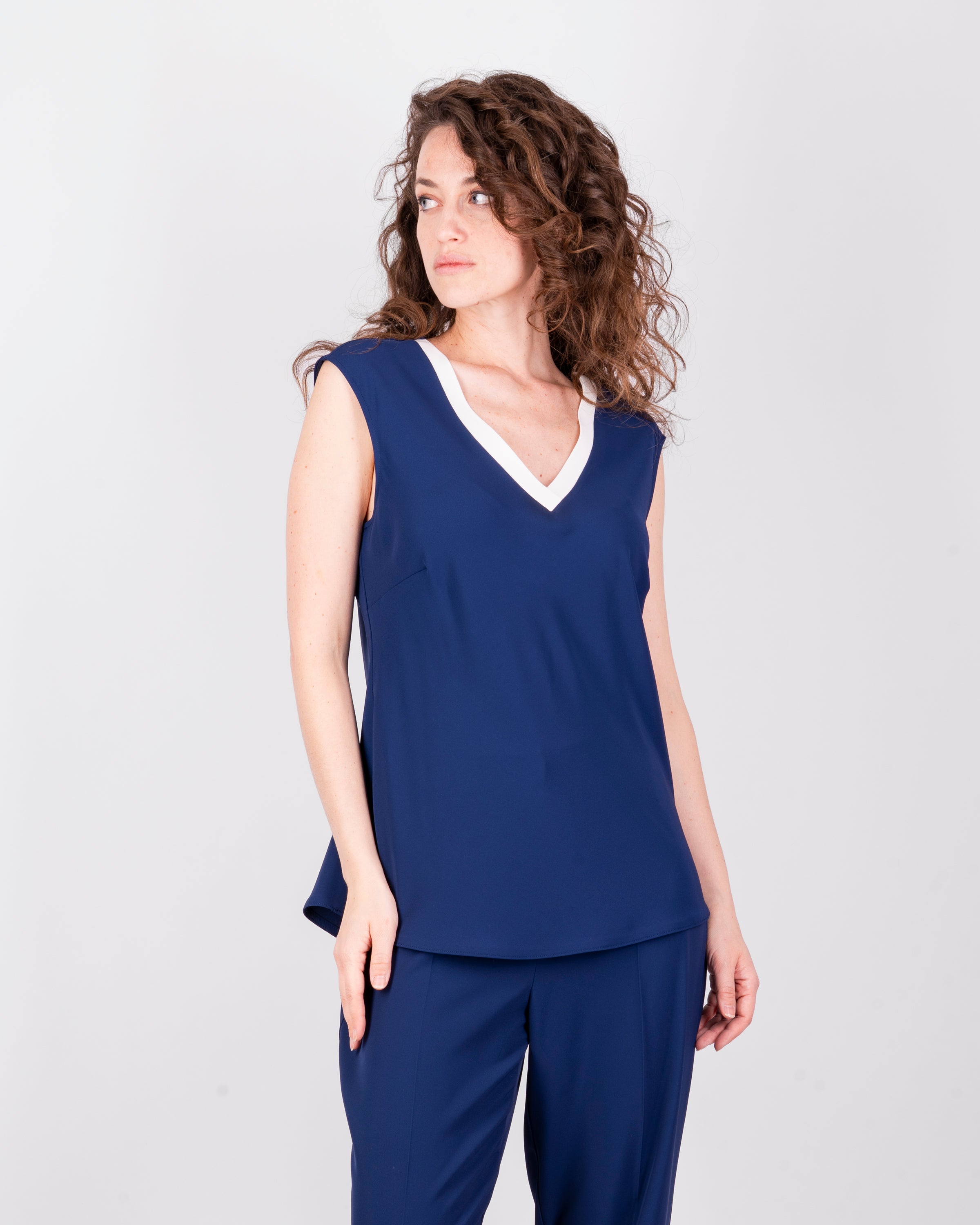 Blusa scollo a V bordi cadì CASIMIRO