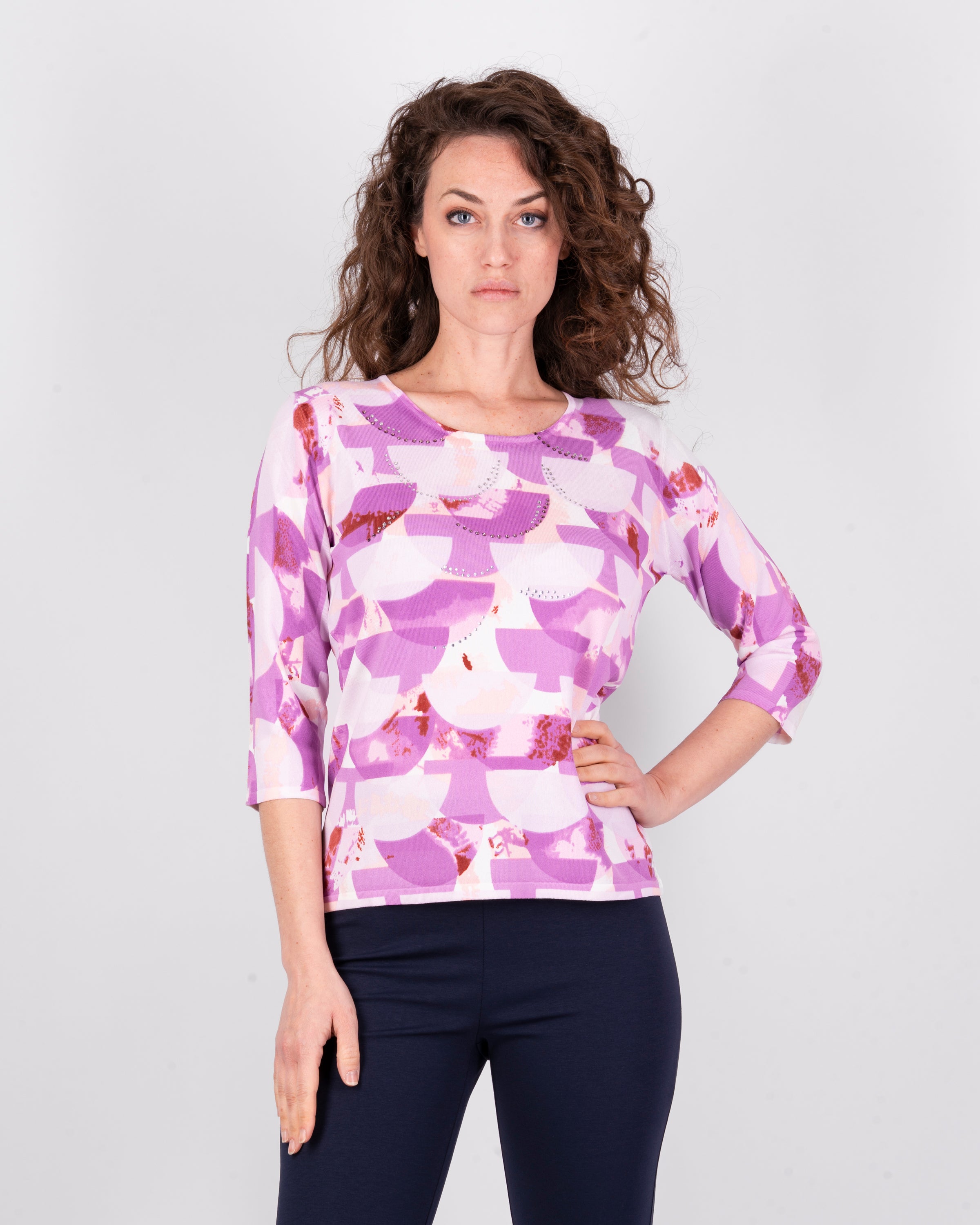 Maglia girocollo viscosa manica 3/4 L5818