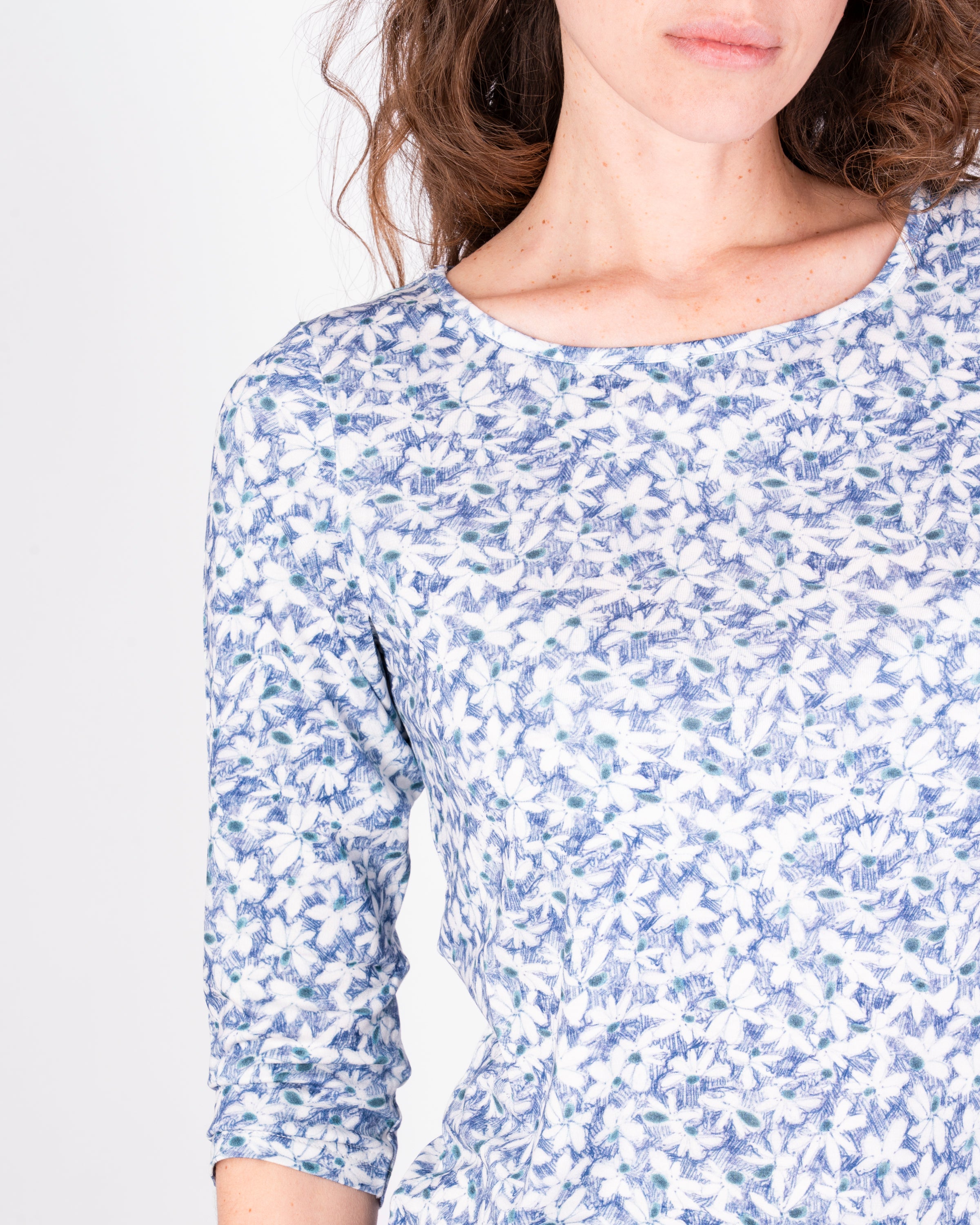 Maglia manica 3/4 in jersey fantasia fiori 605-11