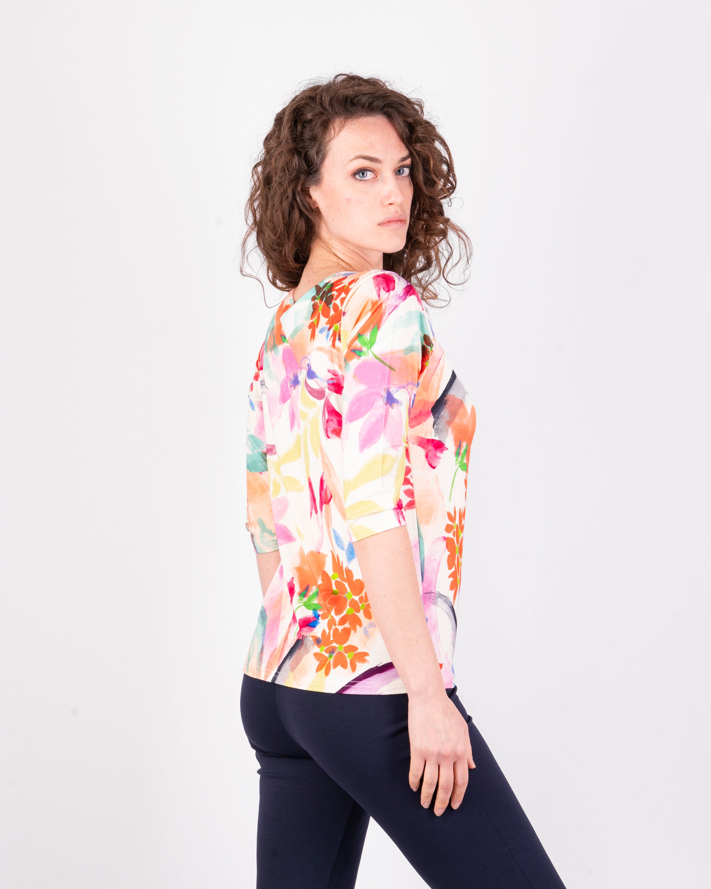 Maglia manica 3/4 in jersey fantasia 605-02