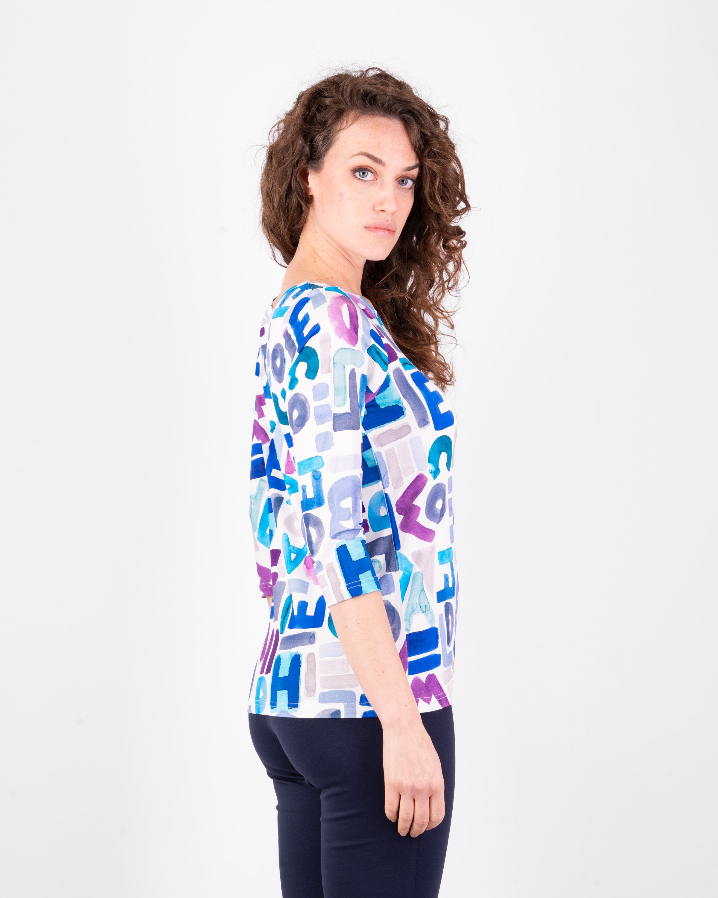 Maglia manica 3/4 fantasia Lettering 605-07