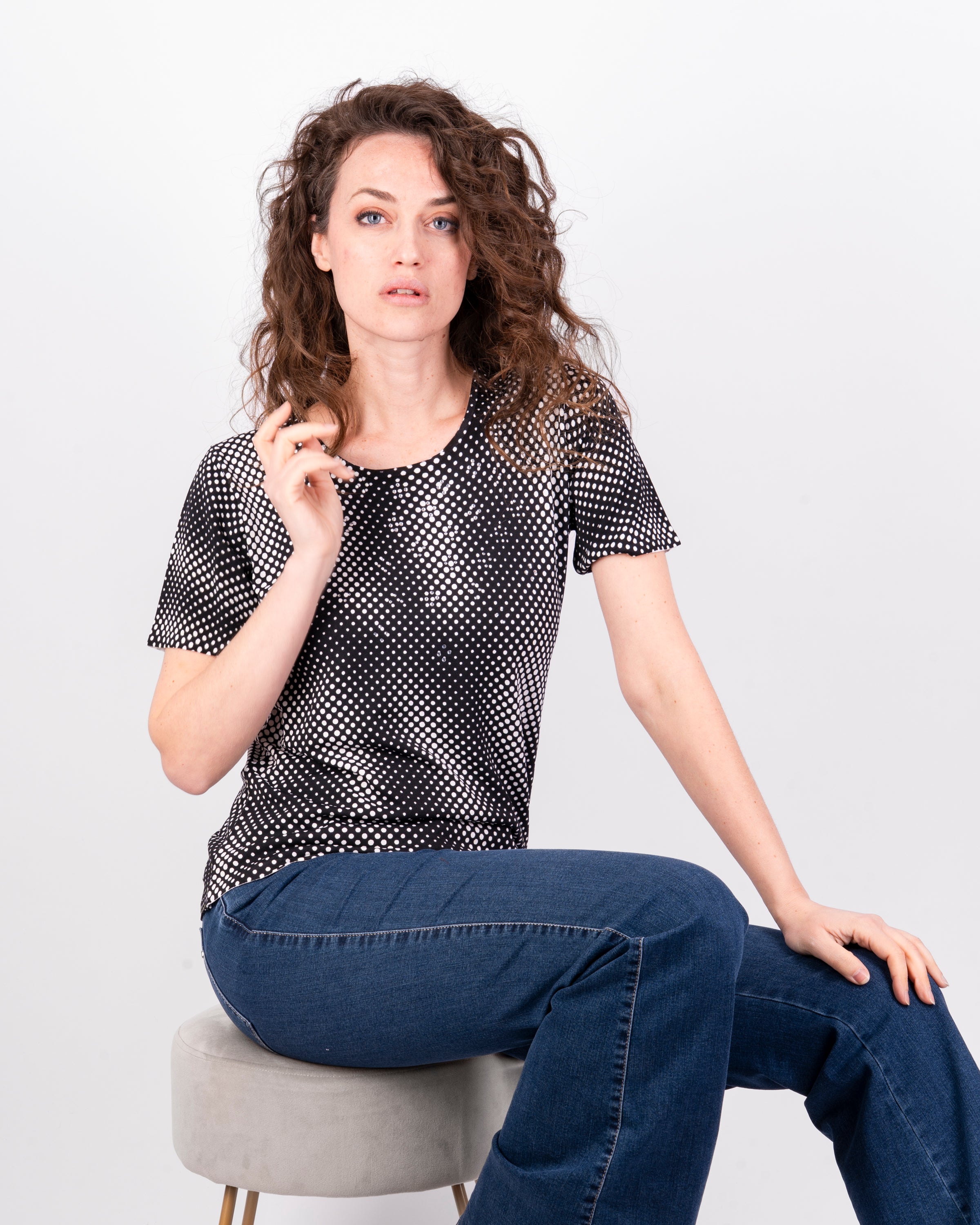 Maglia in viscosa micro pois L5694