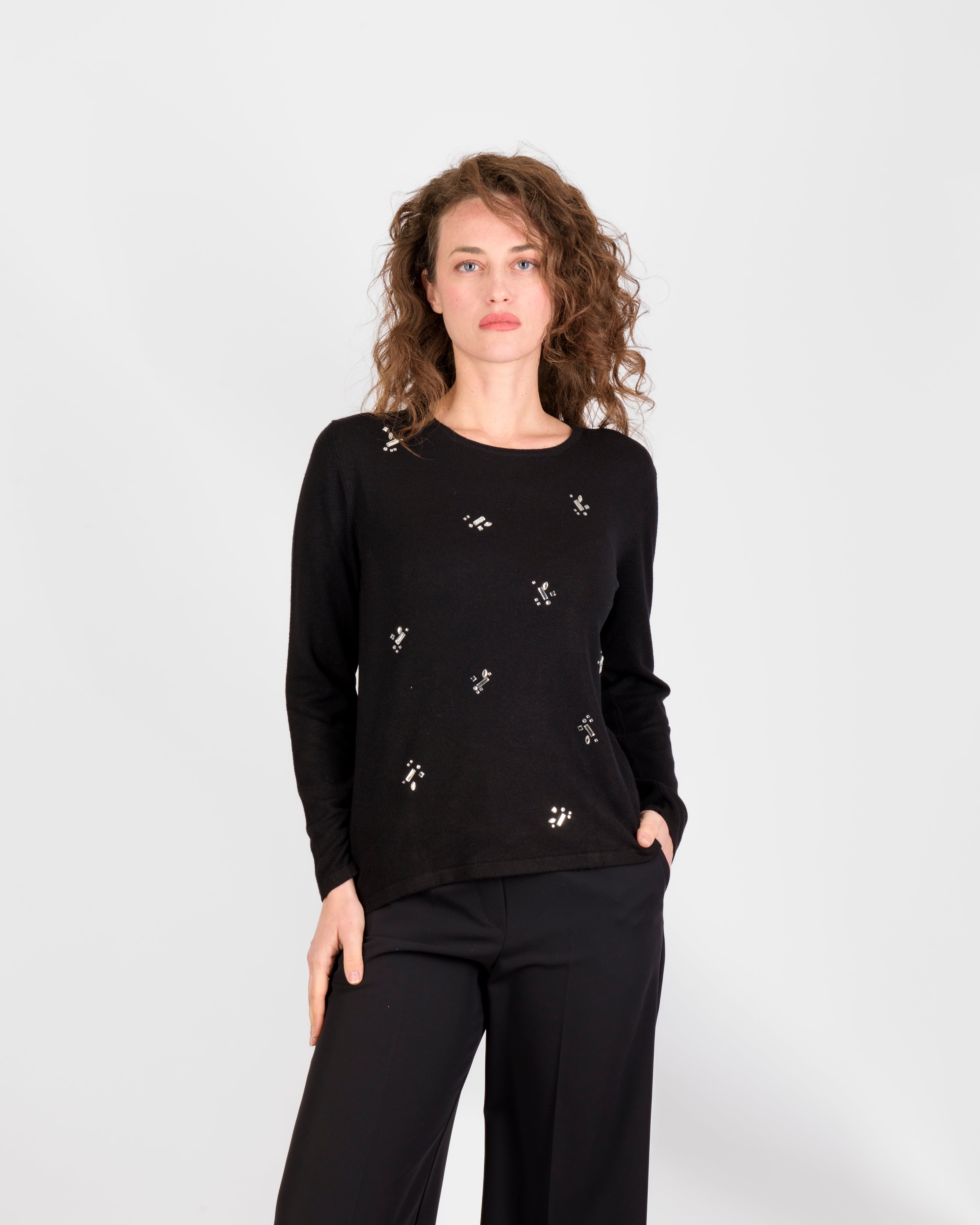 Maglia elegante cristalli di baguette HU04