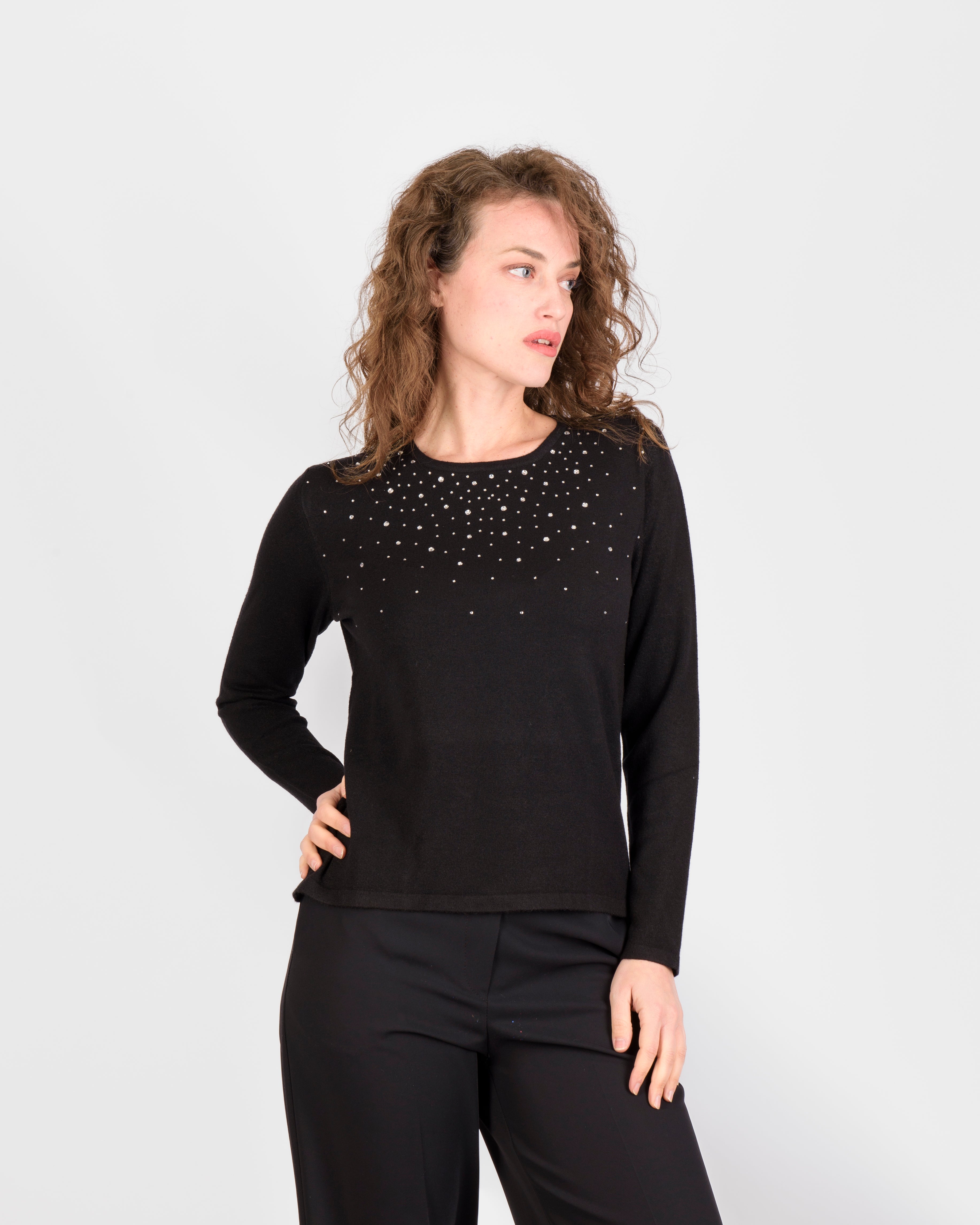 Maglia giro elegante pioggia di cristalli HU05