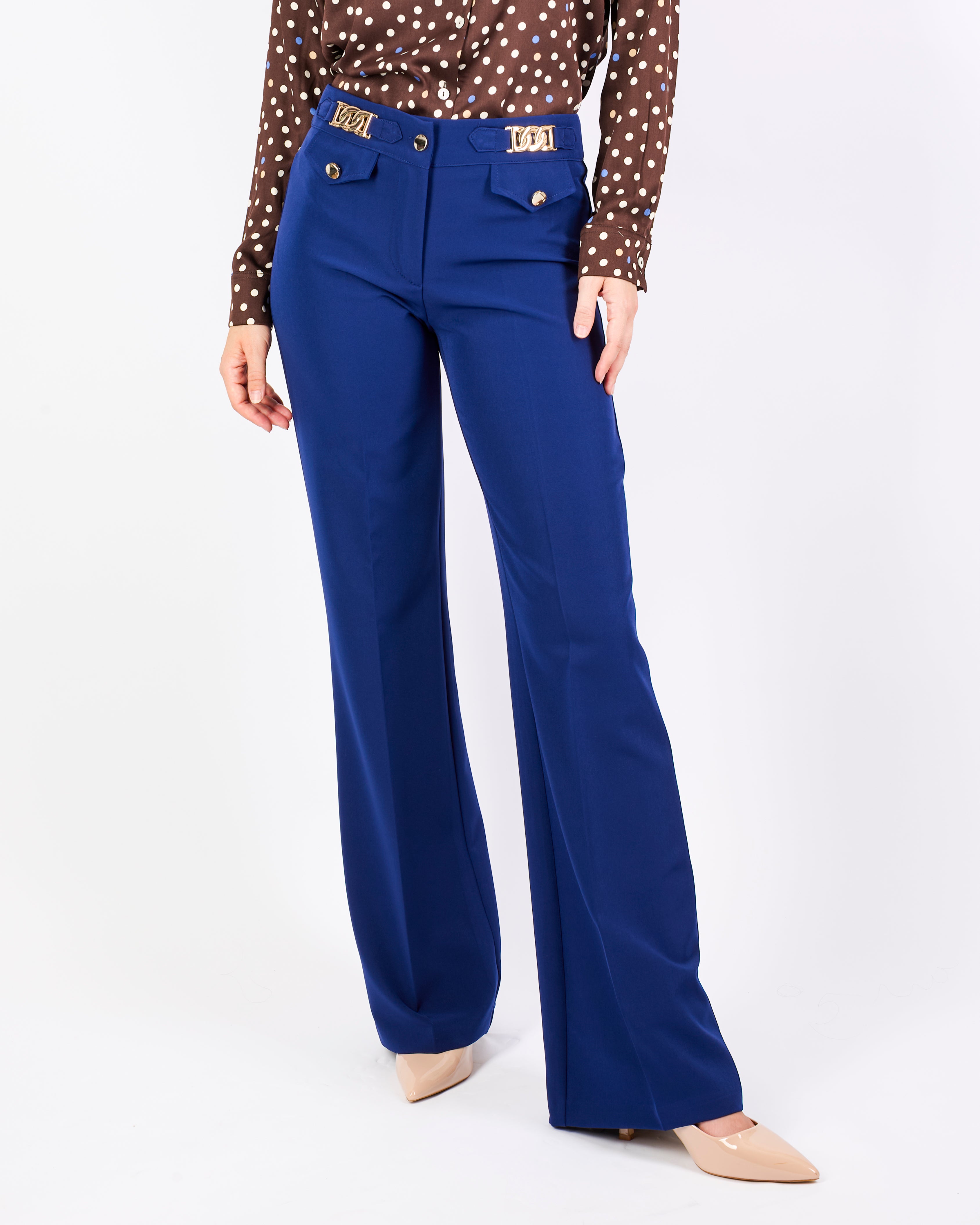 Pantalone con fibbie oro tecnico TISANA