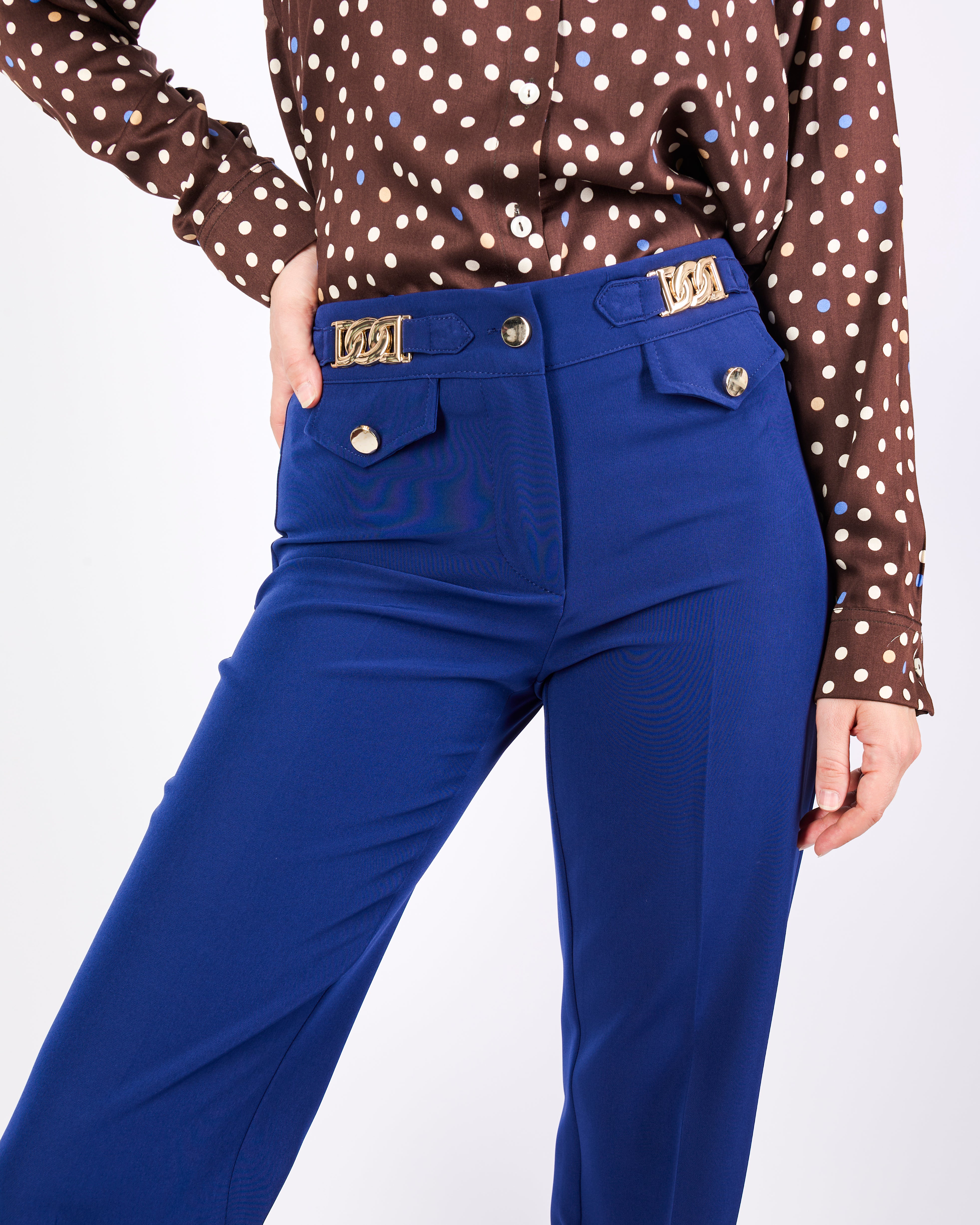 Pantalone con fibbie oro tecnico TISANA
