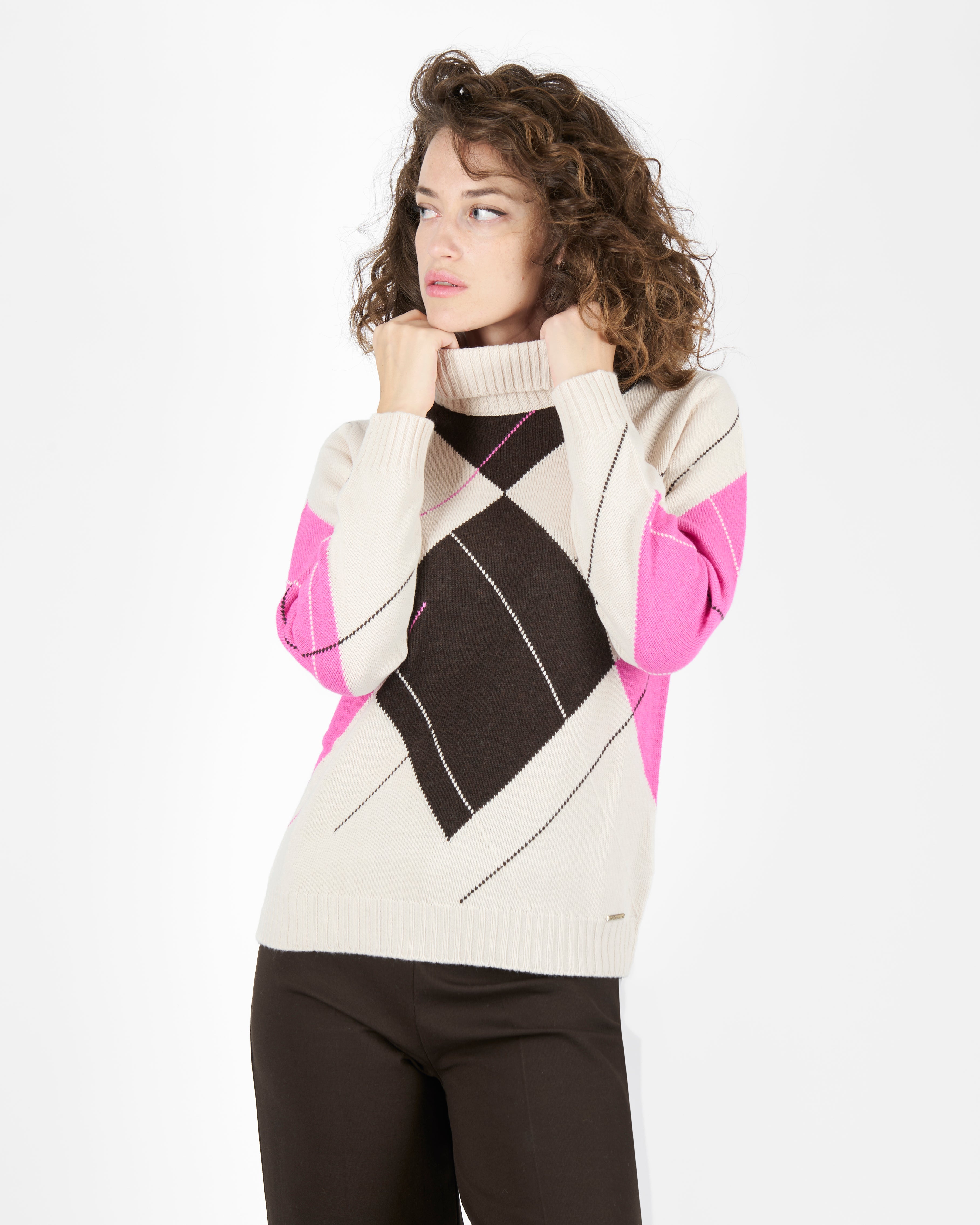 Collo alto intarsio rombi CL1974