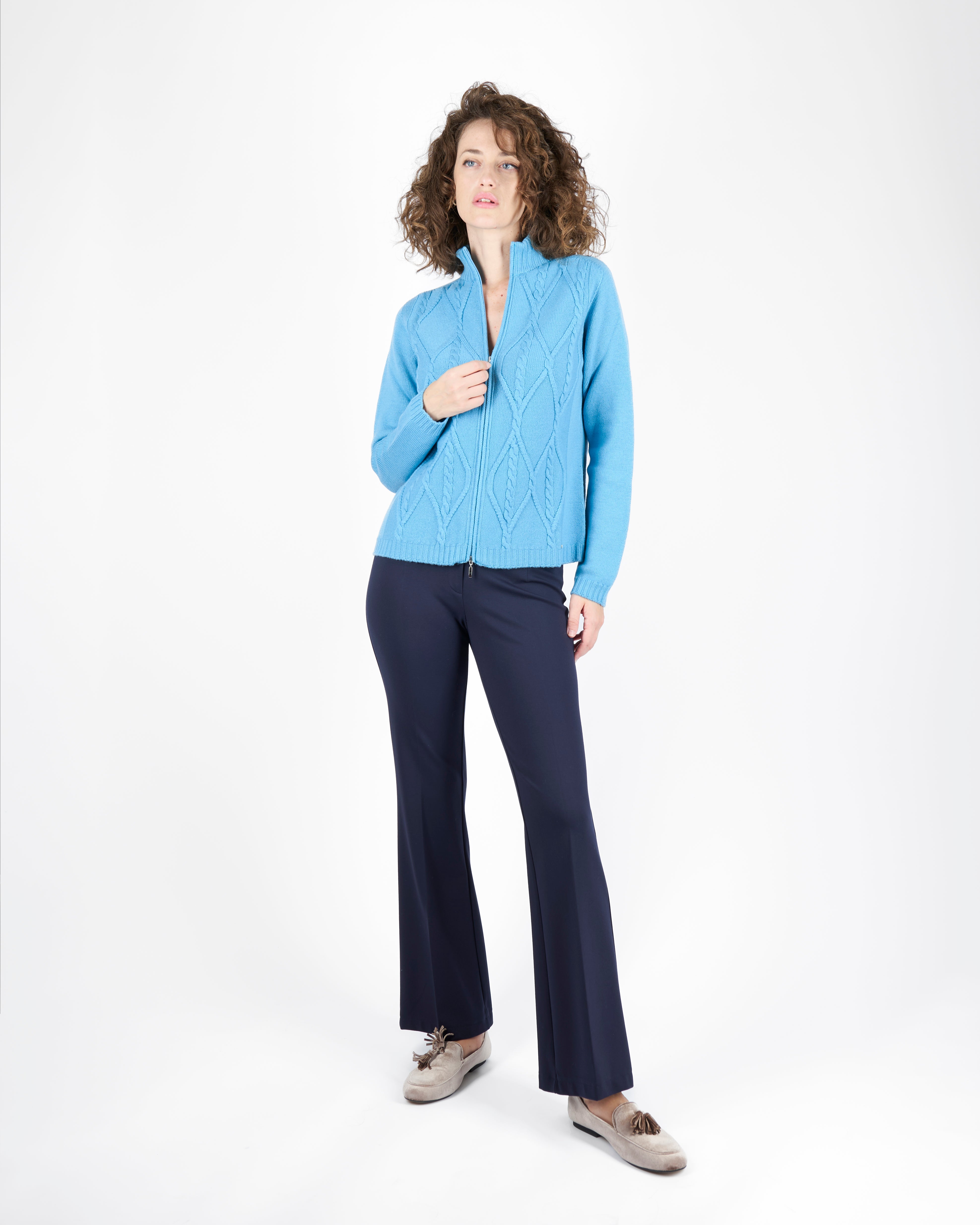 Giubbino lana zip losanghe e trecce CL1720