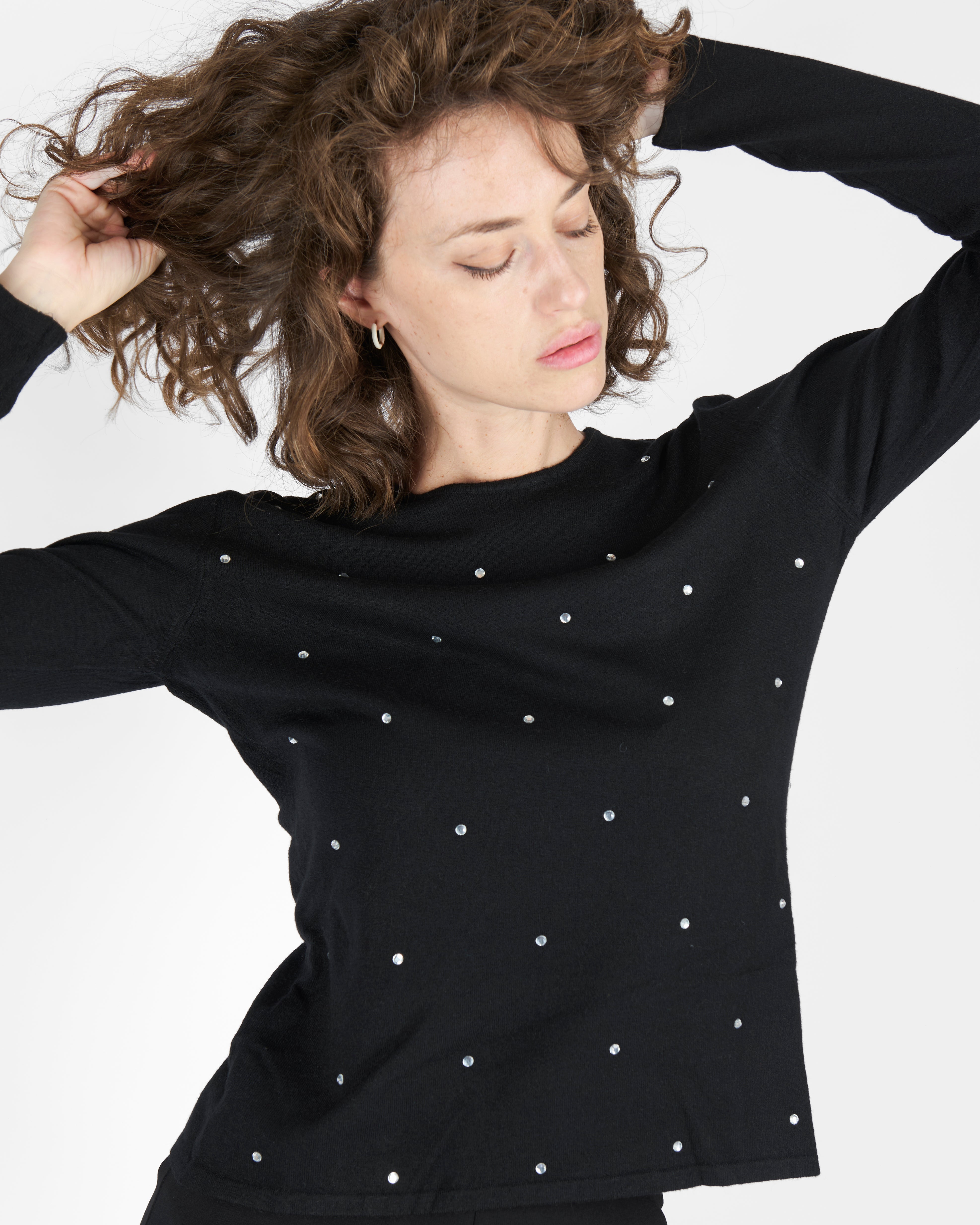 Maglia girocollo strass AN05