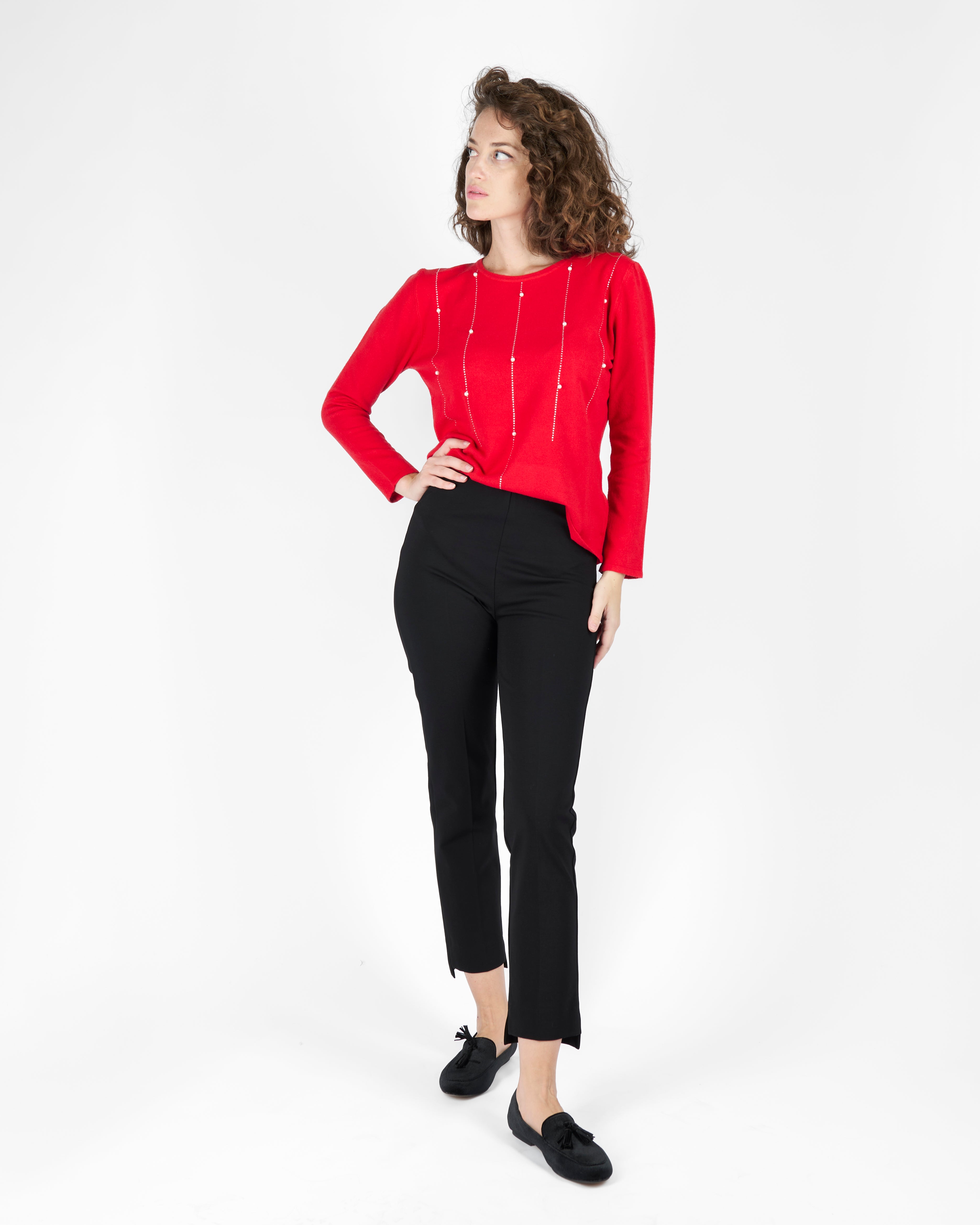 Maglia girocollo perle e strass AN04