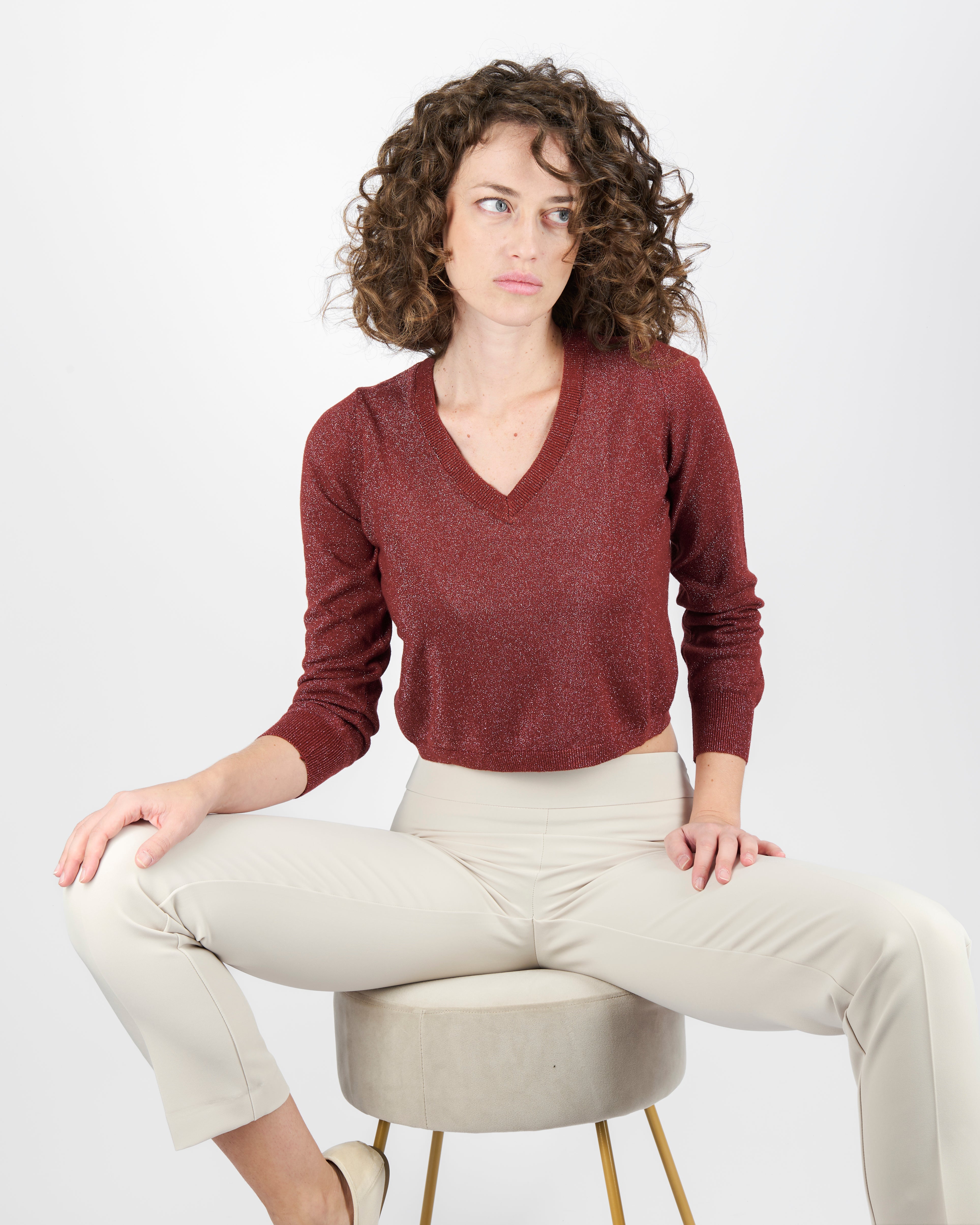 Maglia scollo V lurex MACINA