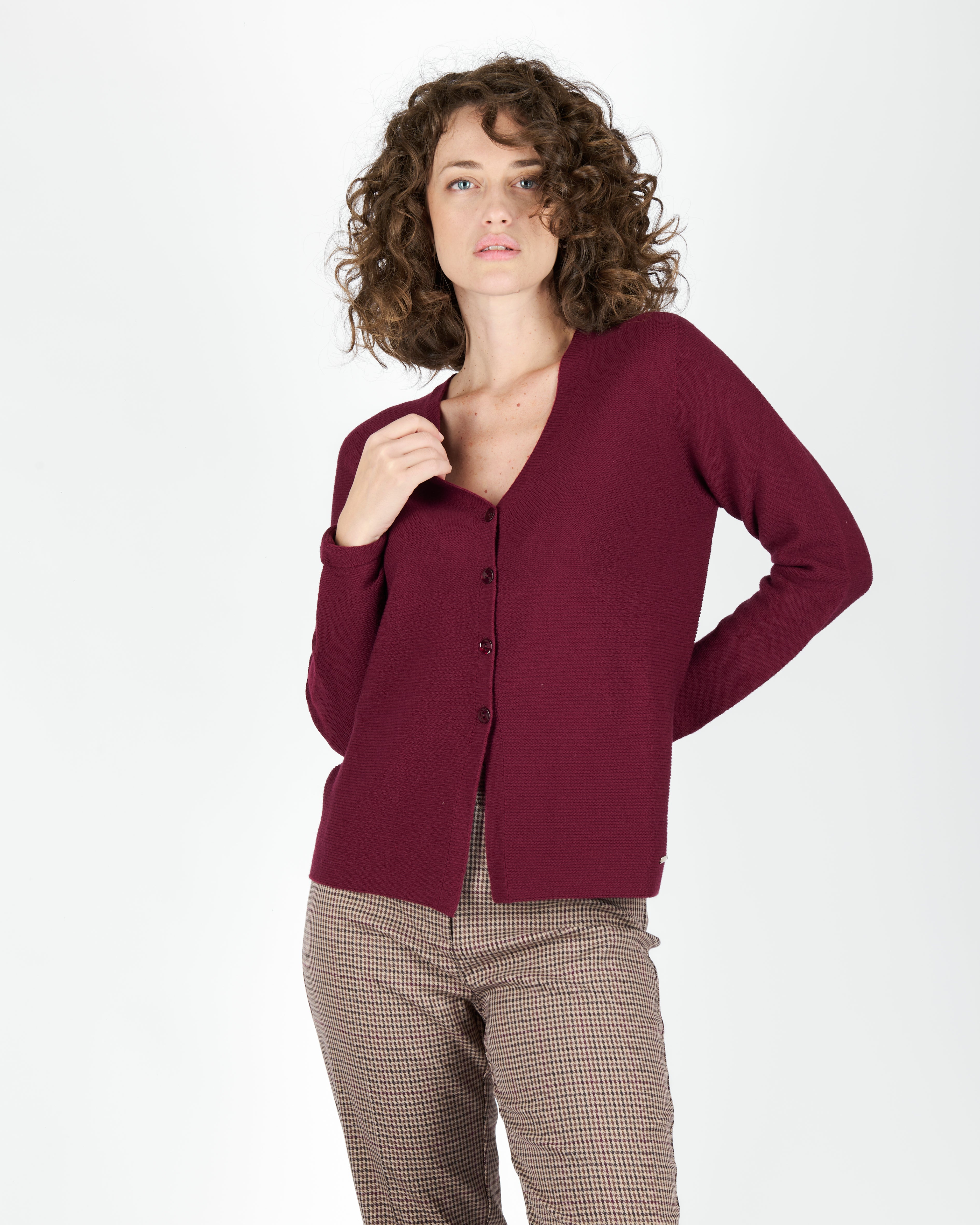 Cardigan links 4 bottoni pura lana Z9353