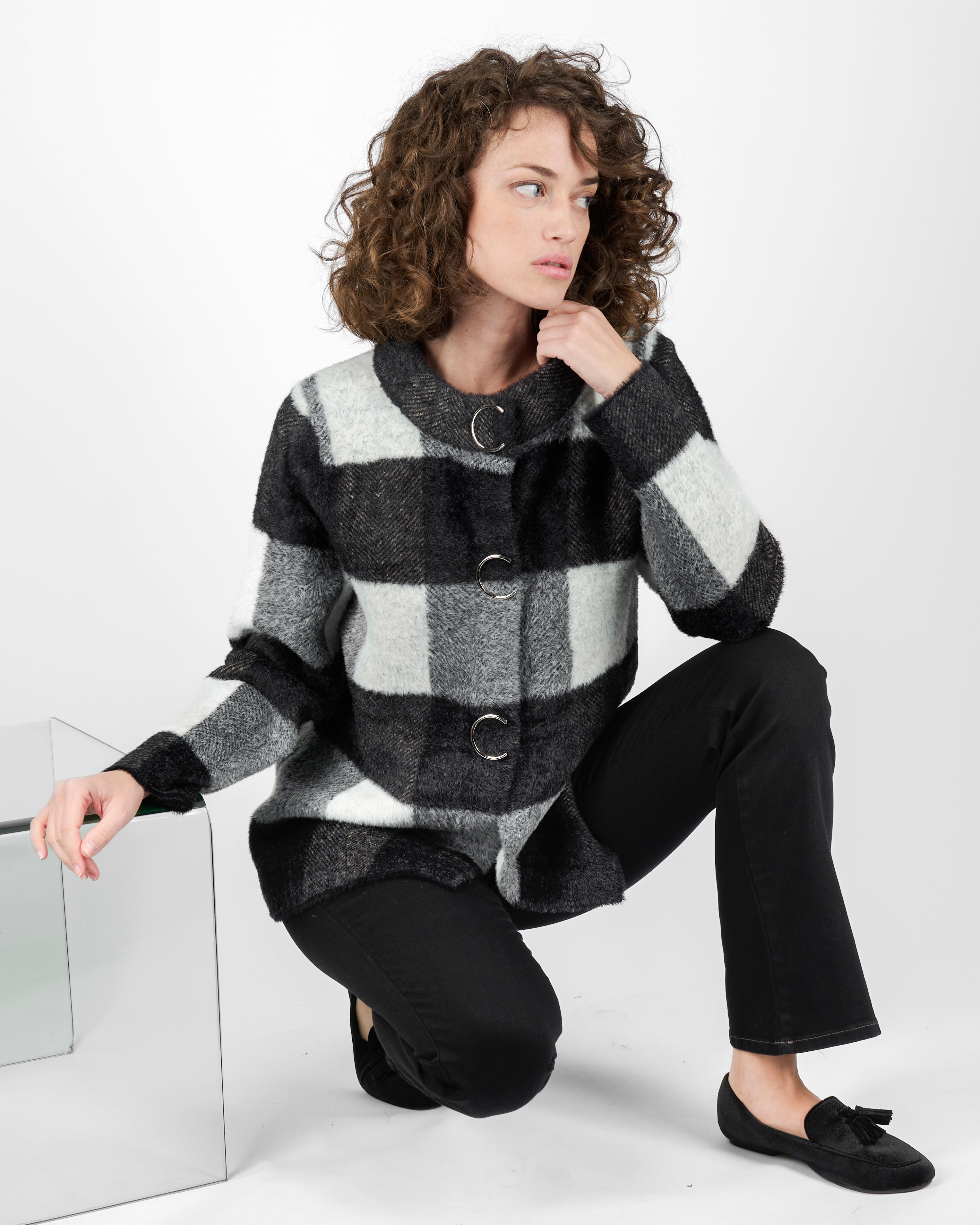 Cappotto corto fantasia scacchi 2262