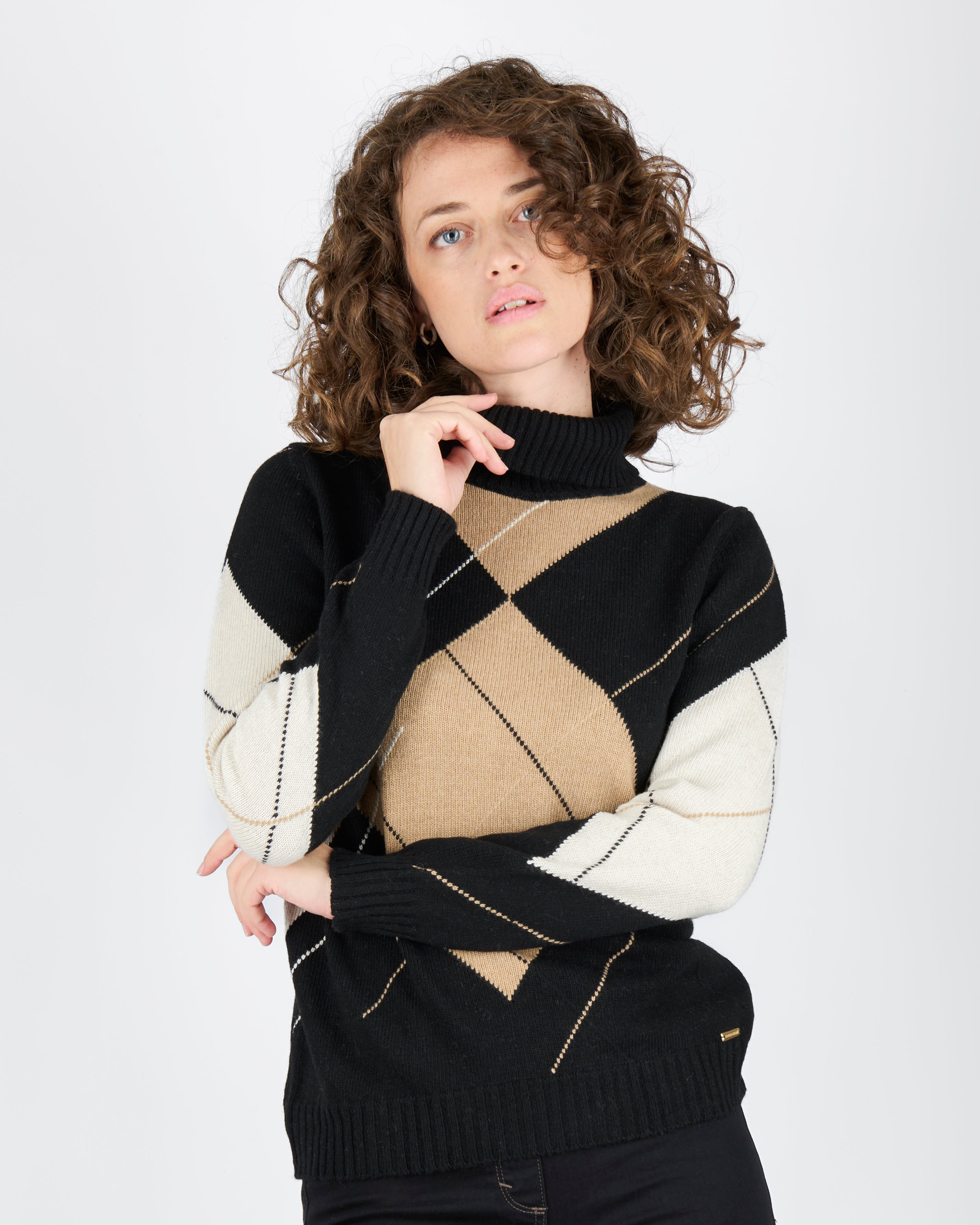 Collo alto intarsio rombi CL1974